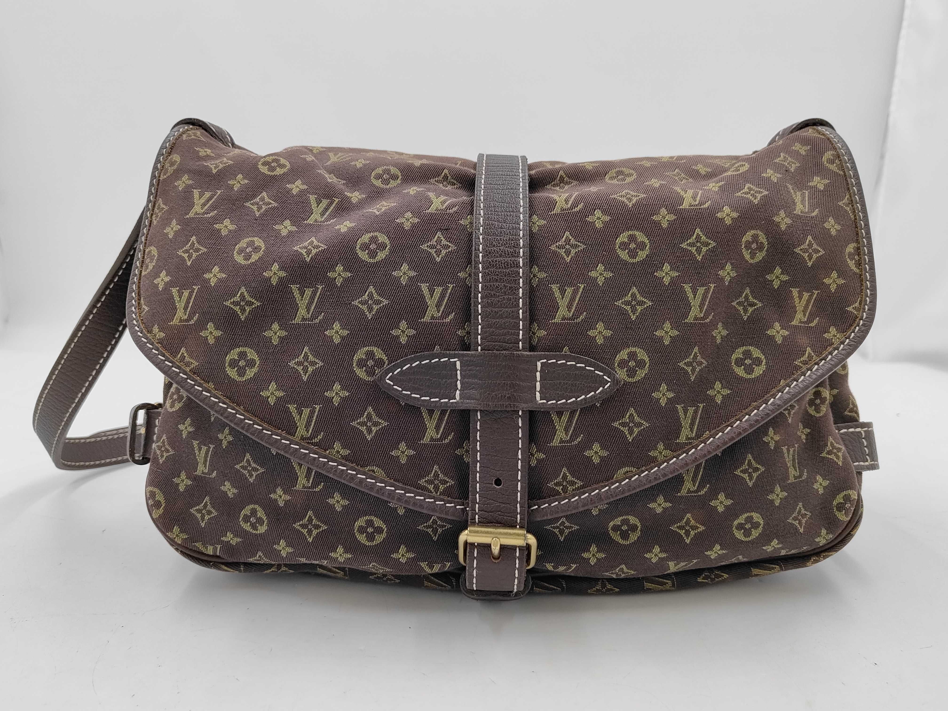 Saumur 30 Mini Lin Brown Shoulder Bag
