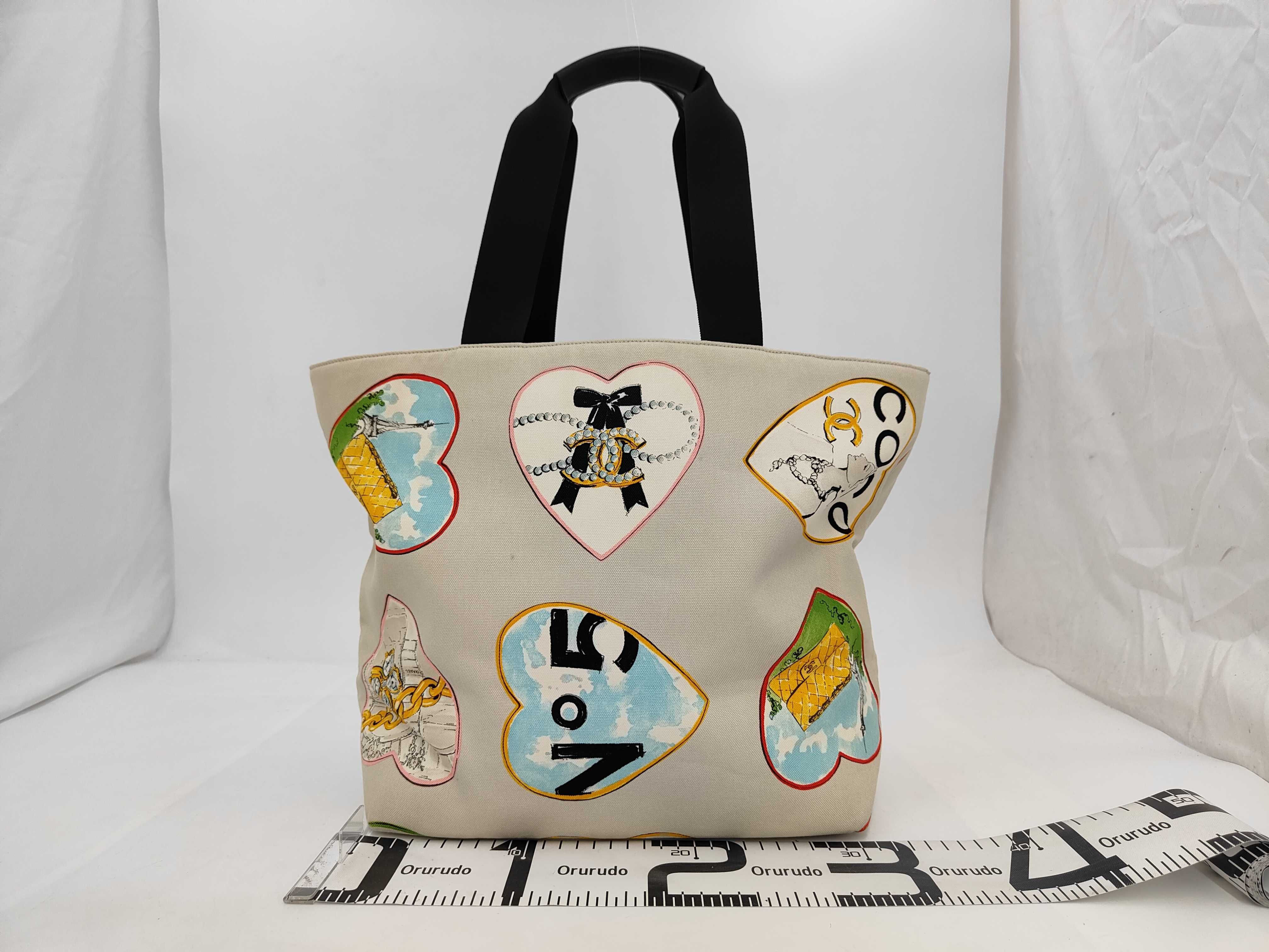 Coco Mark Canvas x Leather Valentine's Day Limited Edition Tote Bag in White with Silver Hardware — view 2