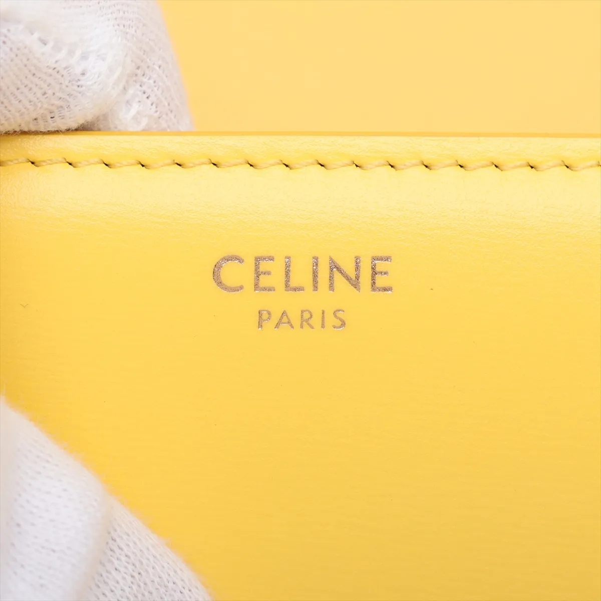 Triomphe Teen Leather Shoulder Bag, Yellow — view 11
