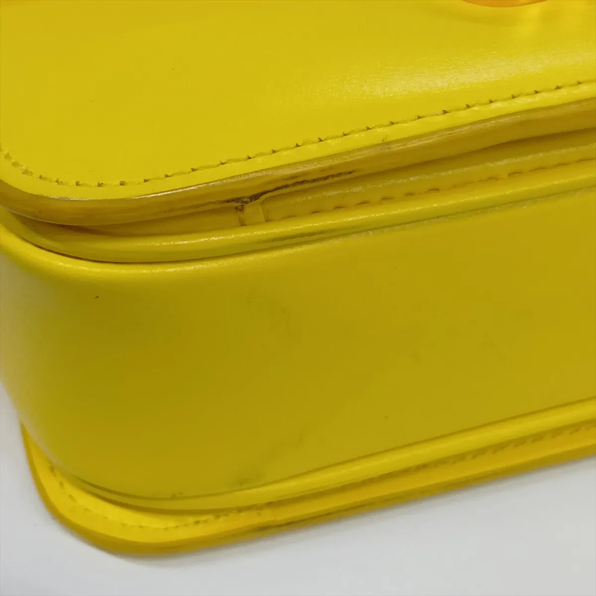Triomphe Teen Leather Shoulder Bag, Yellow — view 12