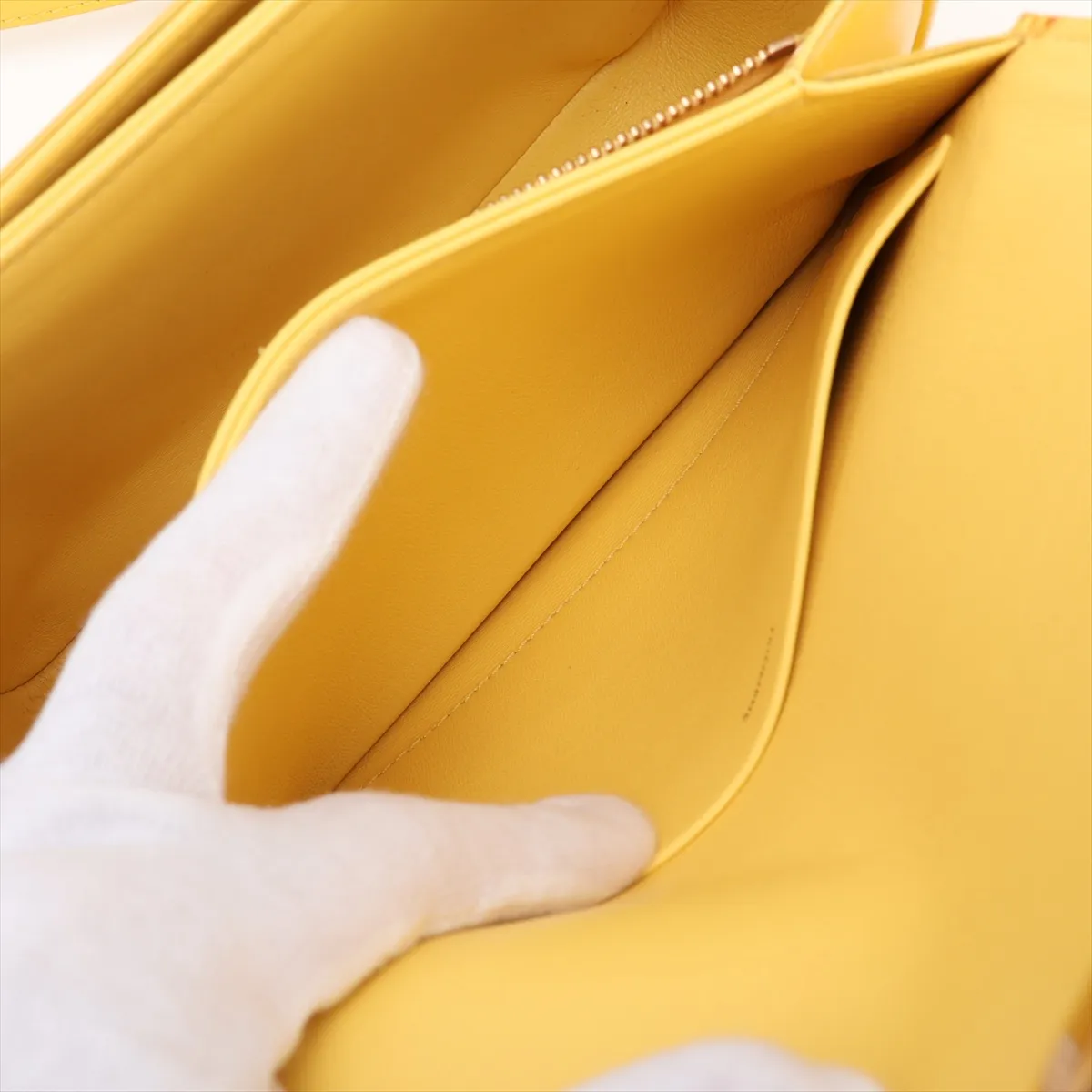 Triomphe Teen Leather Shoulder Bag, Yellow — view 8
