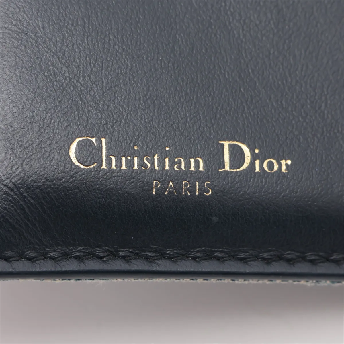 Oblique Canvas x Leather Compact Wallet, Navy — view 6
