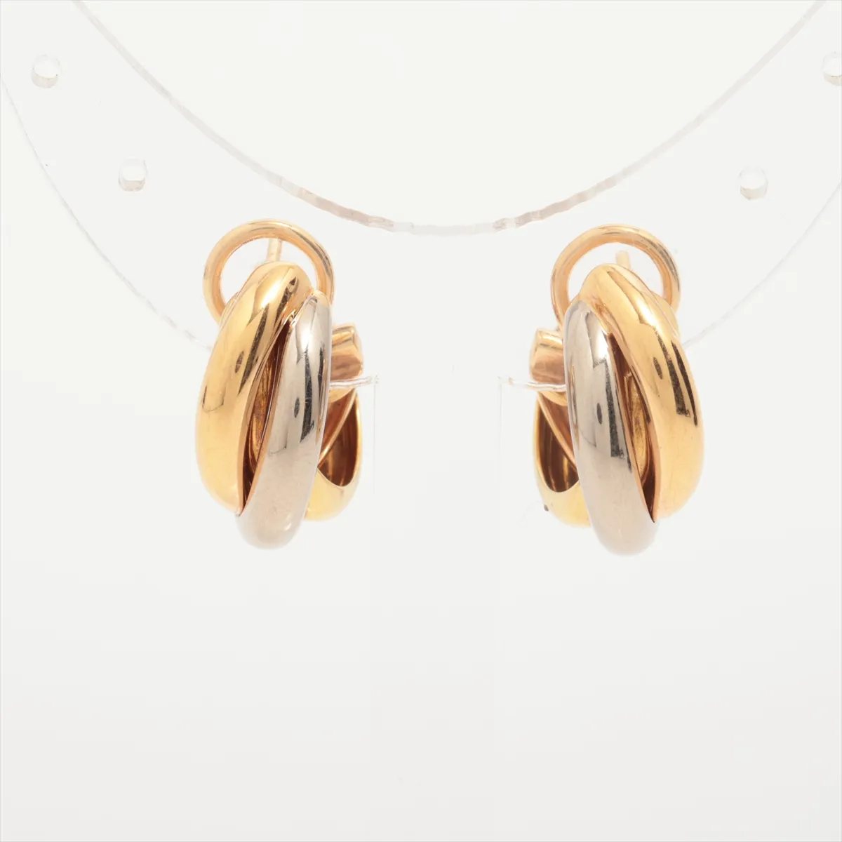 Trinity Earrings 750 (YG x PG x WG) 9.3g J69951 One post is loose. Metal has — view 2