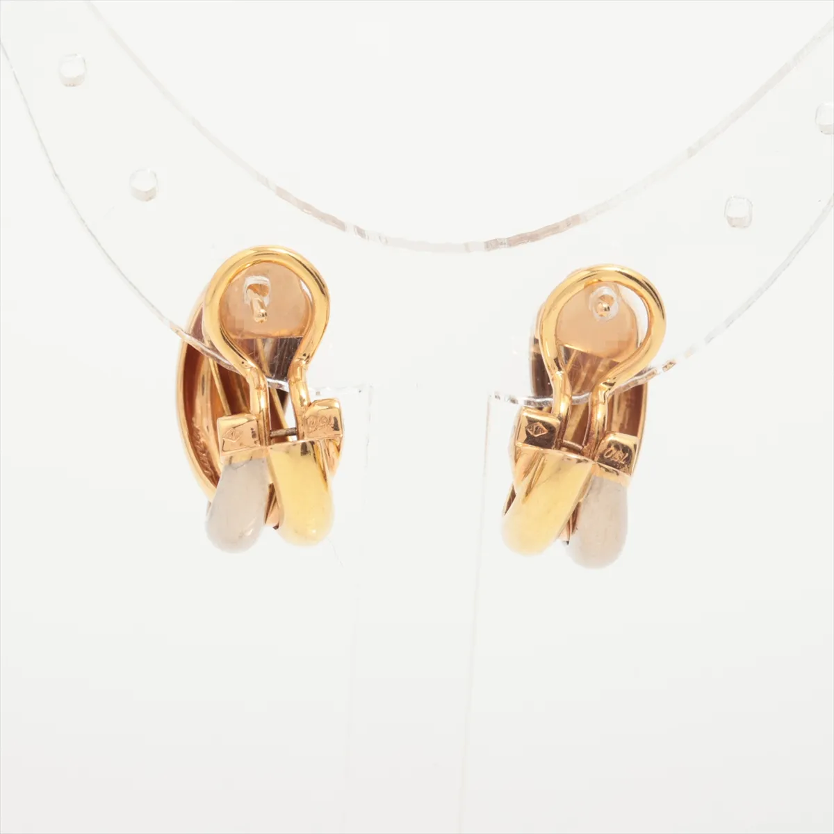 Trinity Earrings 750 (YG x PG x WG) 9.3g J69951 One post is loose. Metal has — view 3