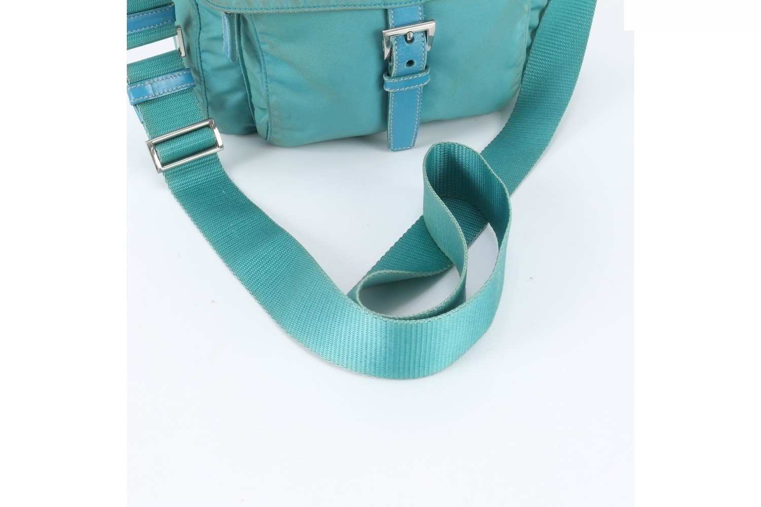 Tessuto Nylon Triangle Logo Leather Shoulder Bag (Crossbody) — view 2