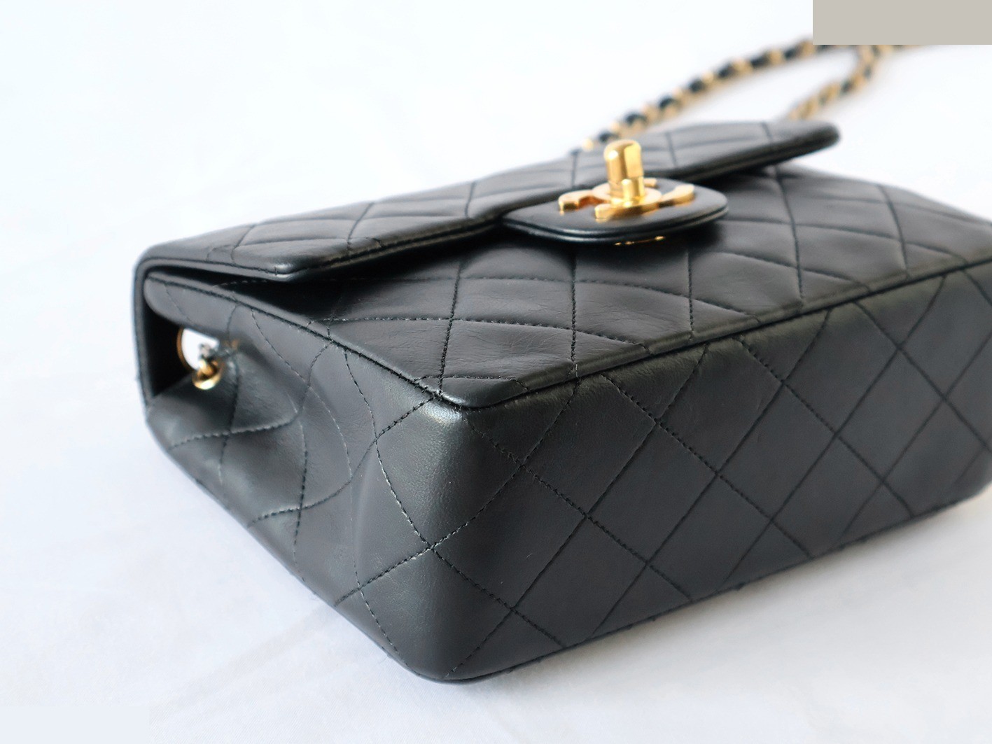 Mini Matelassé 17 Lambskin Chain Shoulder Bag, Black — view 3
