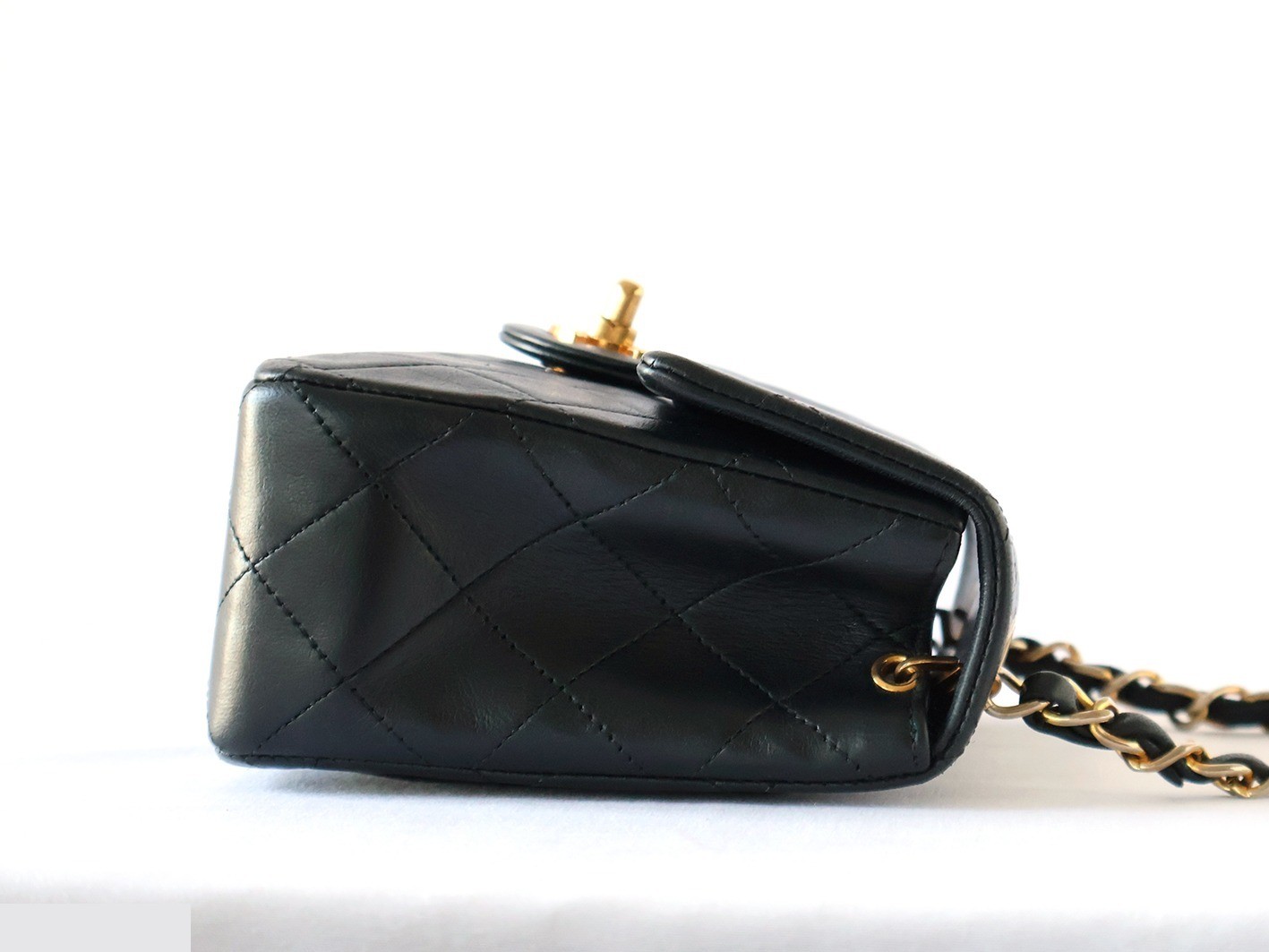 Mini Matelassé 17 Lambskin Chain Shoulder Bag, Black — view 6