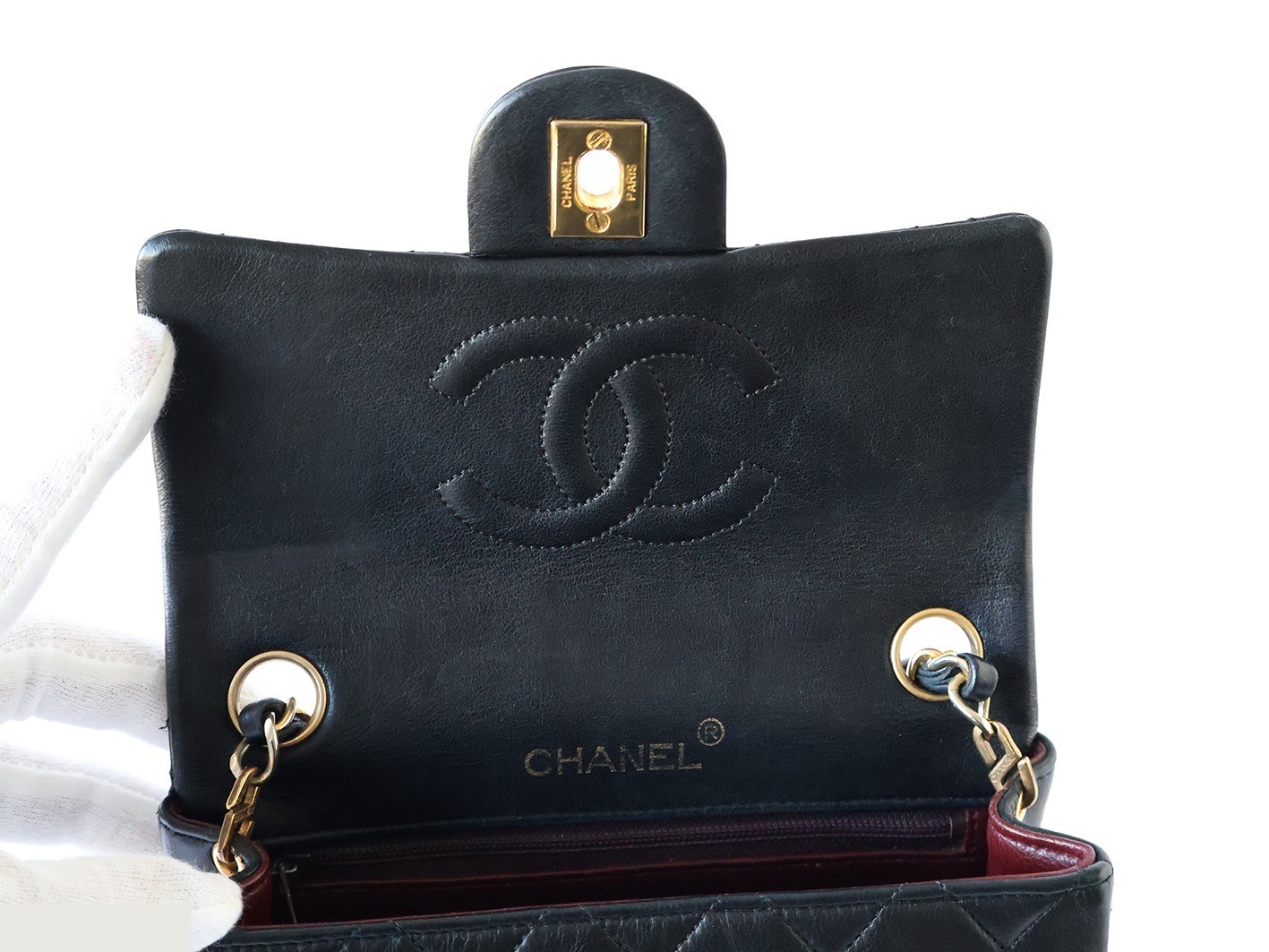 Mini Matelassé 17 Lambskin Chain Shoulder Bag, Black — view 10