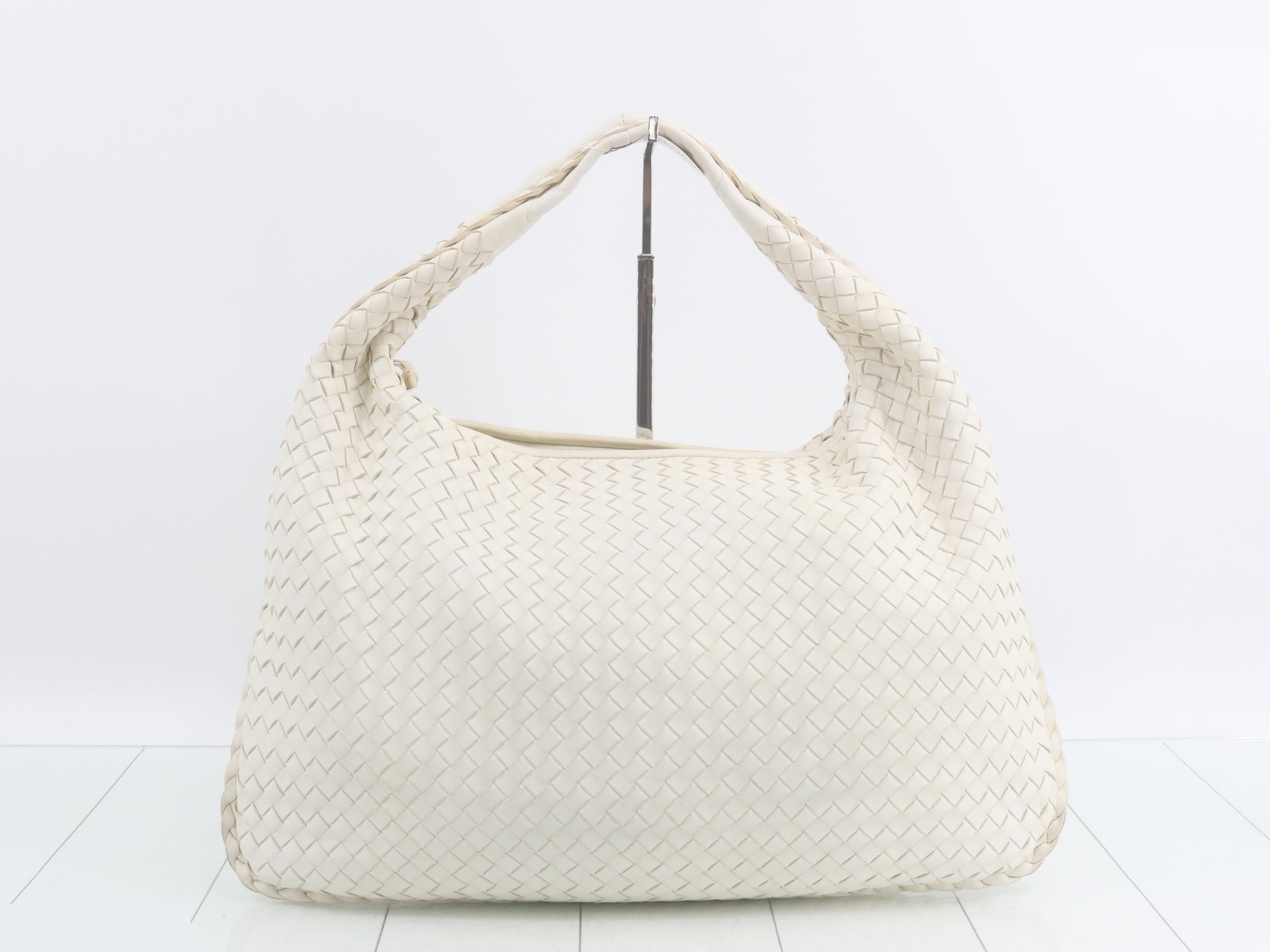 Intrecciato Hobo Shoulder Bag, White