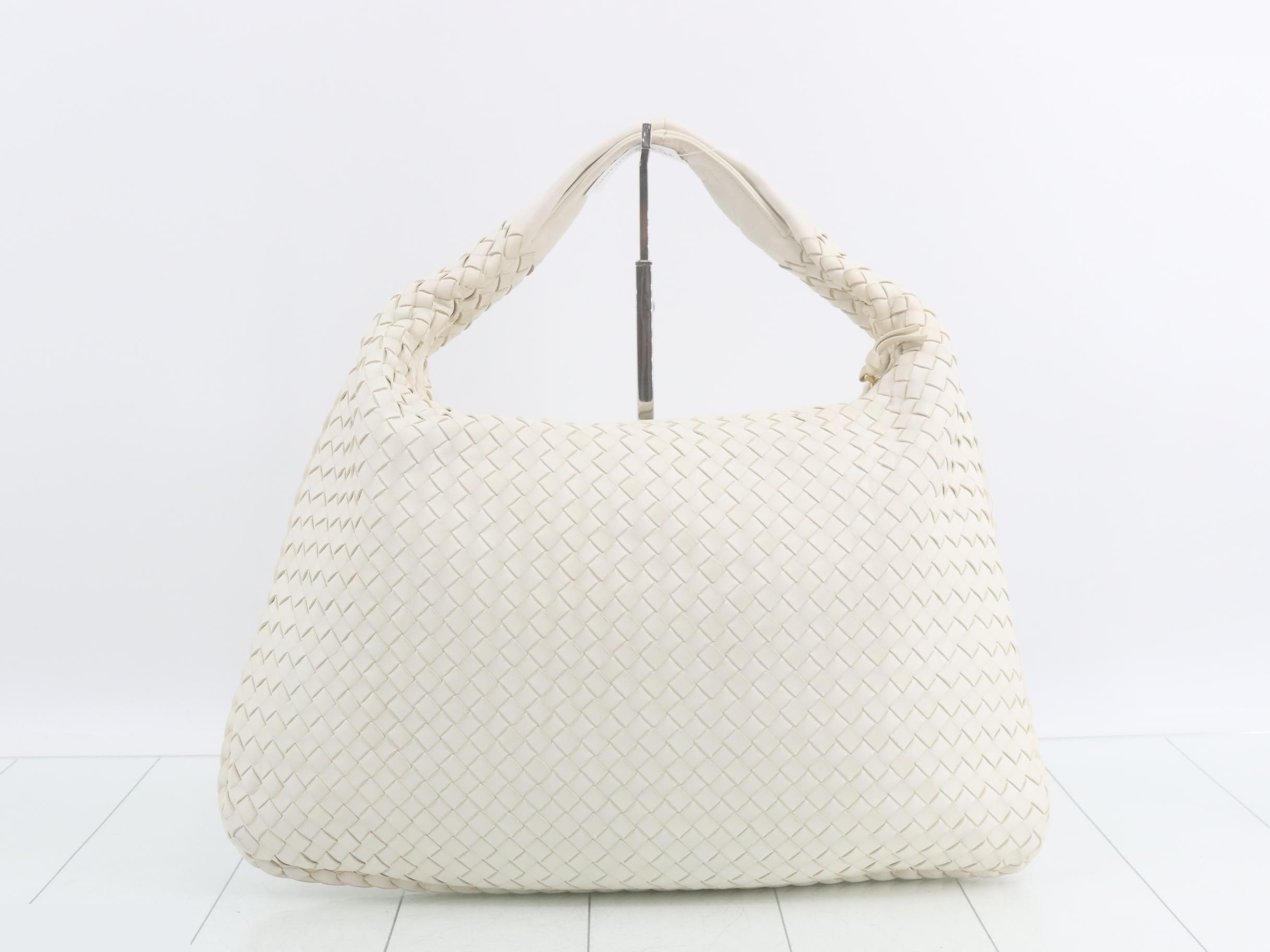 Intrecciato Hobo Shoulder Bag, White — view 2