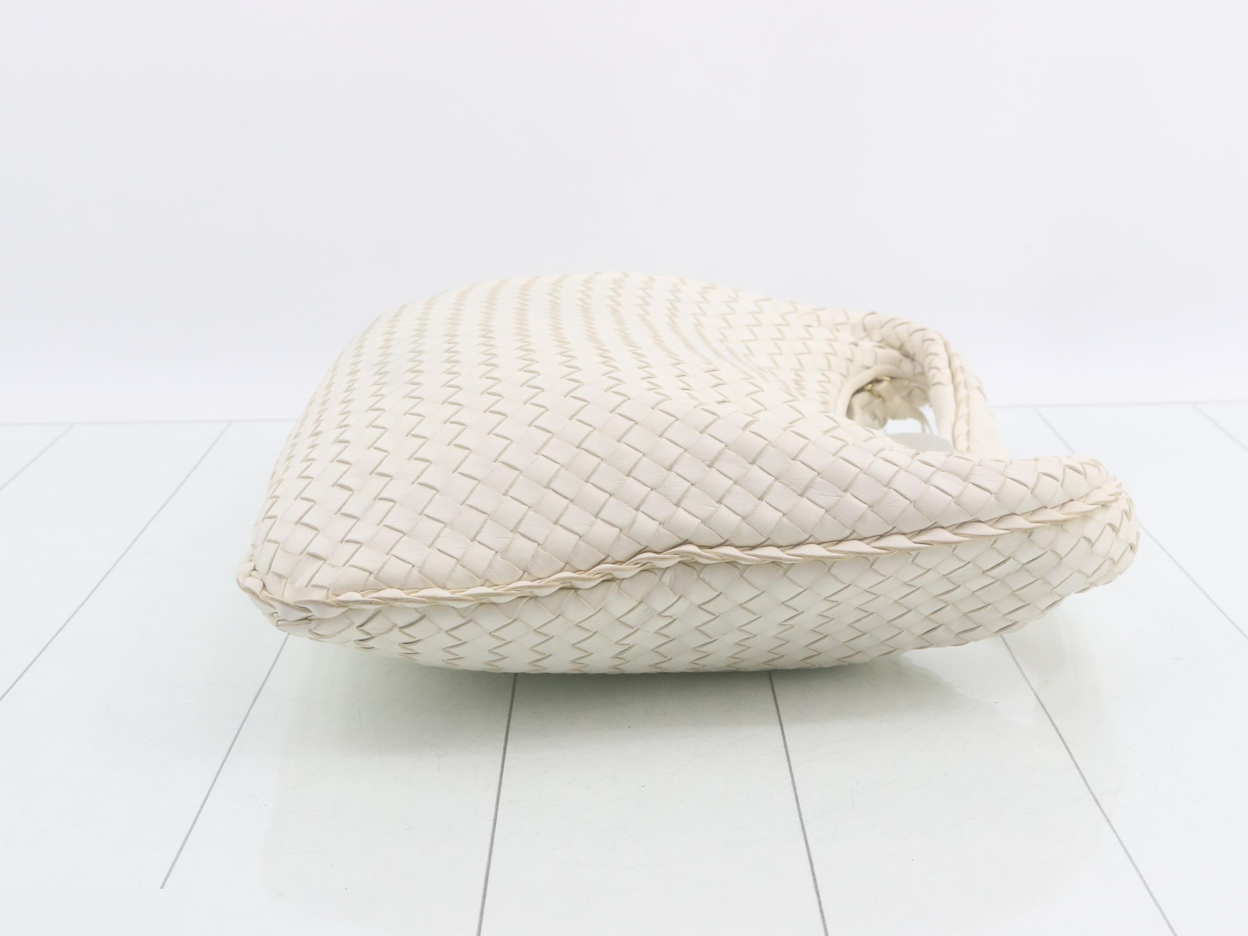 Intrecciato Hobo Shoulder Bag, White — view 3