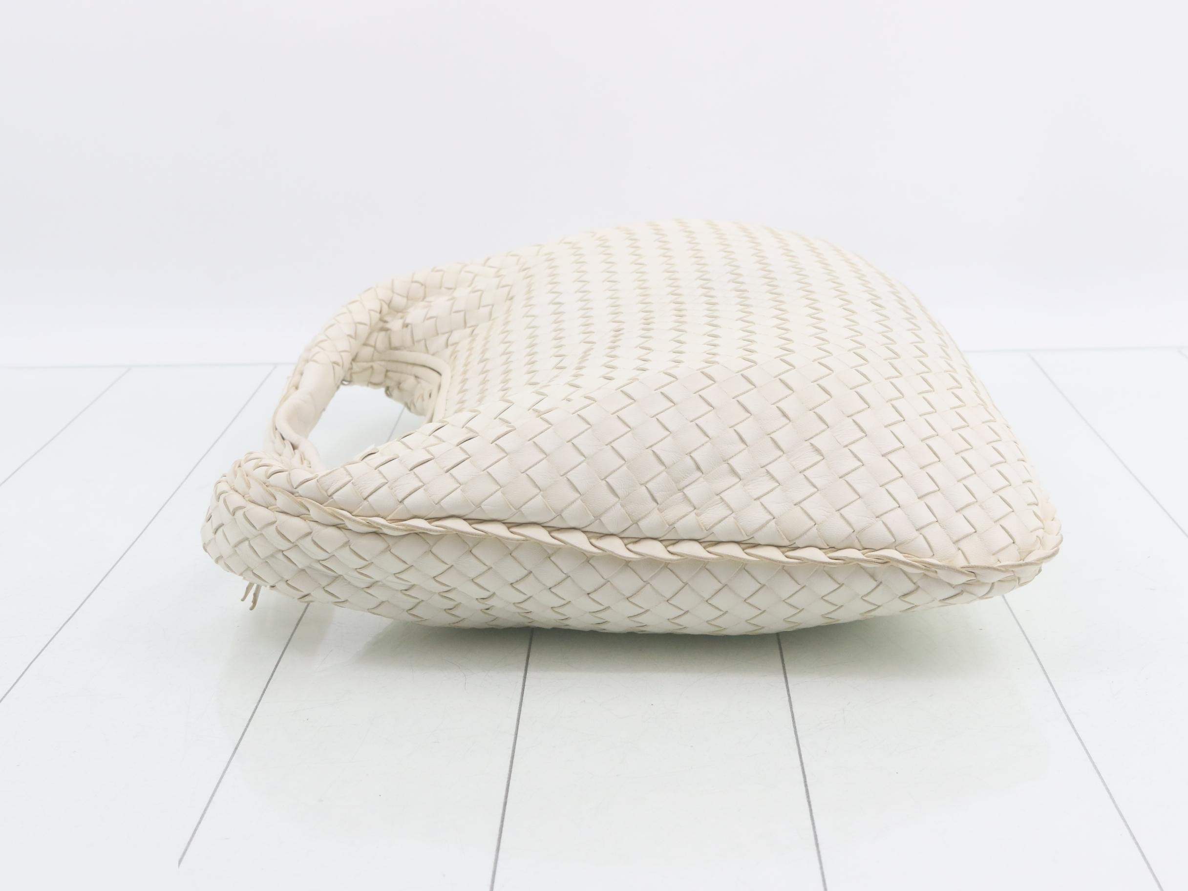 Intrecciato Hobo Shoulder Bag, White — view 4