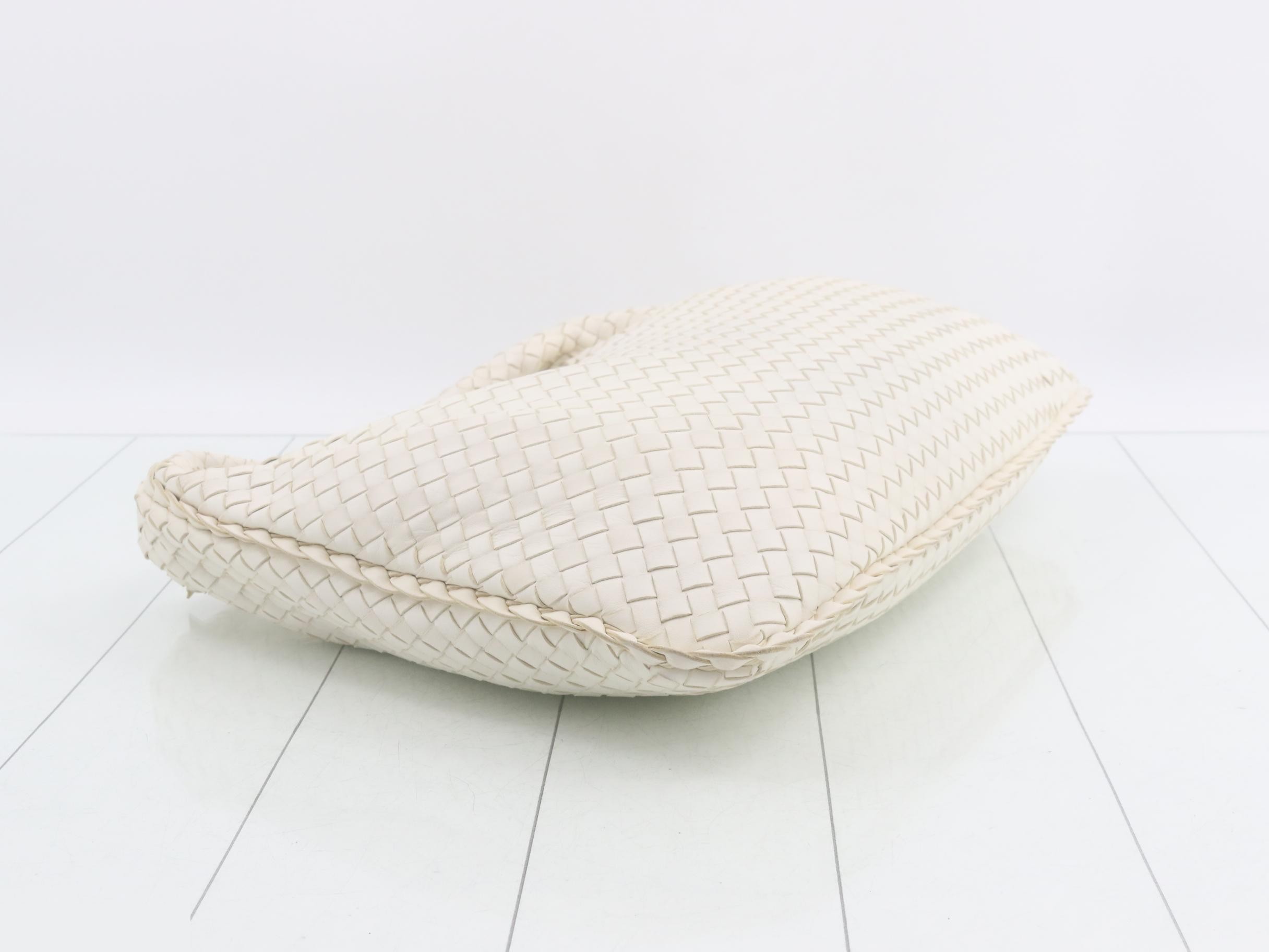 Intrecciato Hobo Shoulder Bag, White — view 5