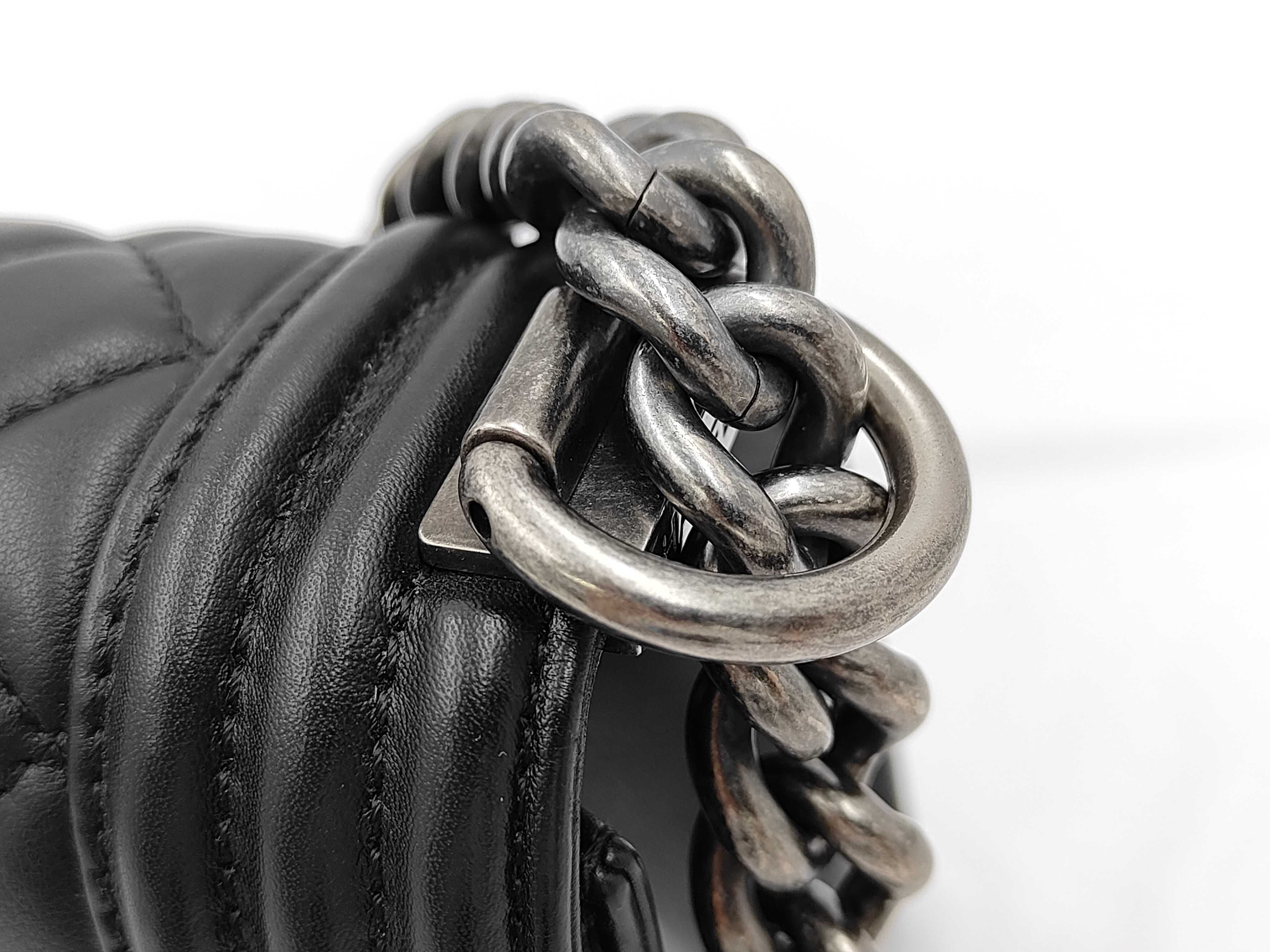Boy Chanel Medium Lambskin Shoulder Bag, Black Silver Hardware, Serial Number 27 — view 5