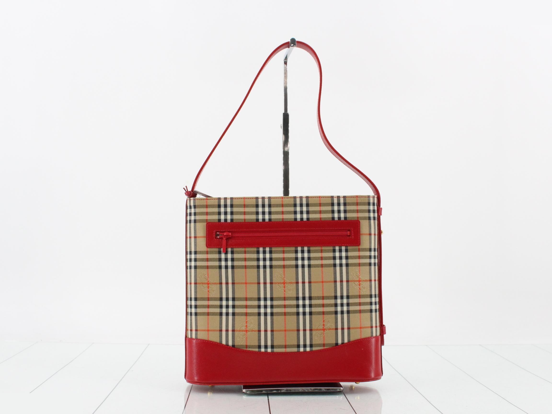 Nova Check Canvas x Leather Shoulder Bag Beige x — view 2