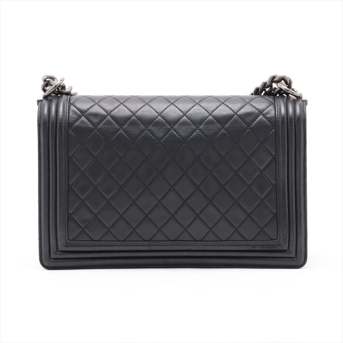Boy Chanel 28 Large Lambskin Chain Shoulder Bag, Black with Gunmetal Hardware, 19670281, Serial Number 19-series, A92193 — view 2