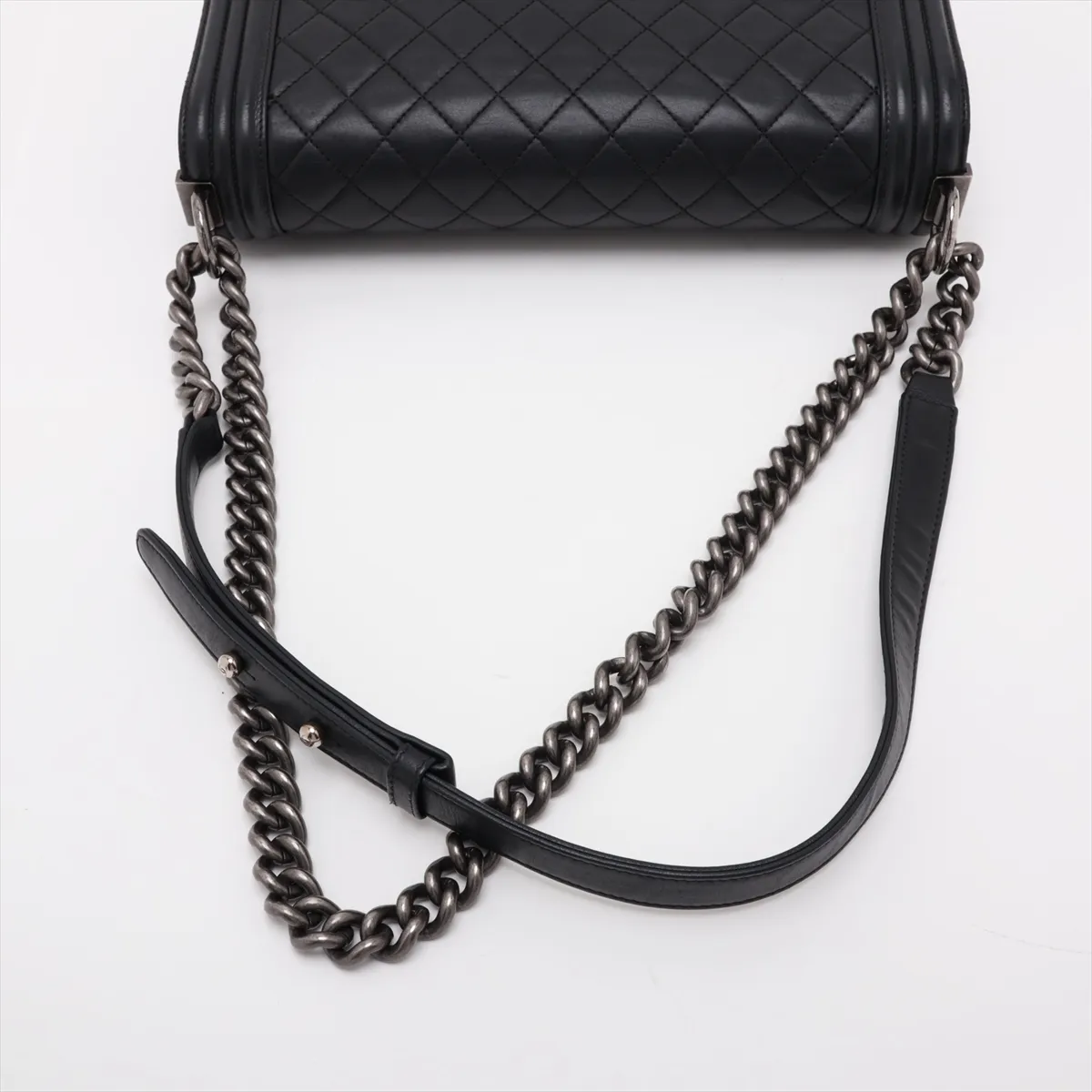 Boy Chanel 28 Large Lambskin Chain Shoulder Bag, Black with Gunmetal Hardware, 19670281, Serial Number 19-series, A92193 — view 5