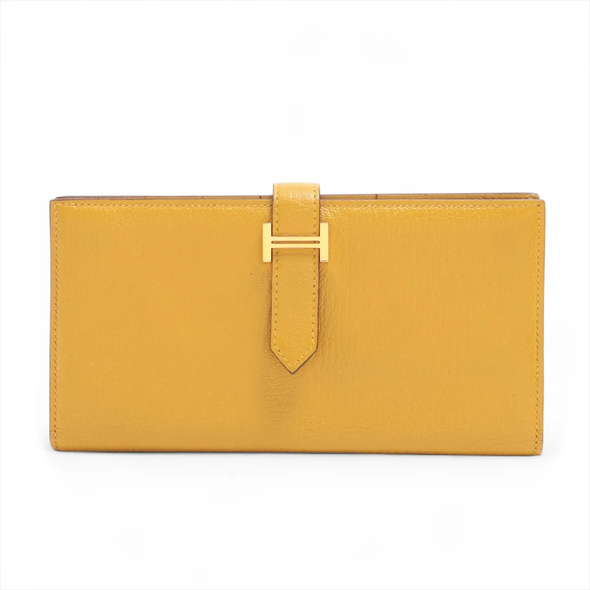 Hermès Bearn Soufflé Monochrome Chevre Mysore Long Wallet Yellow C:2018