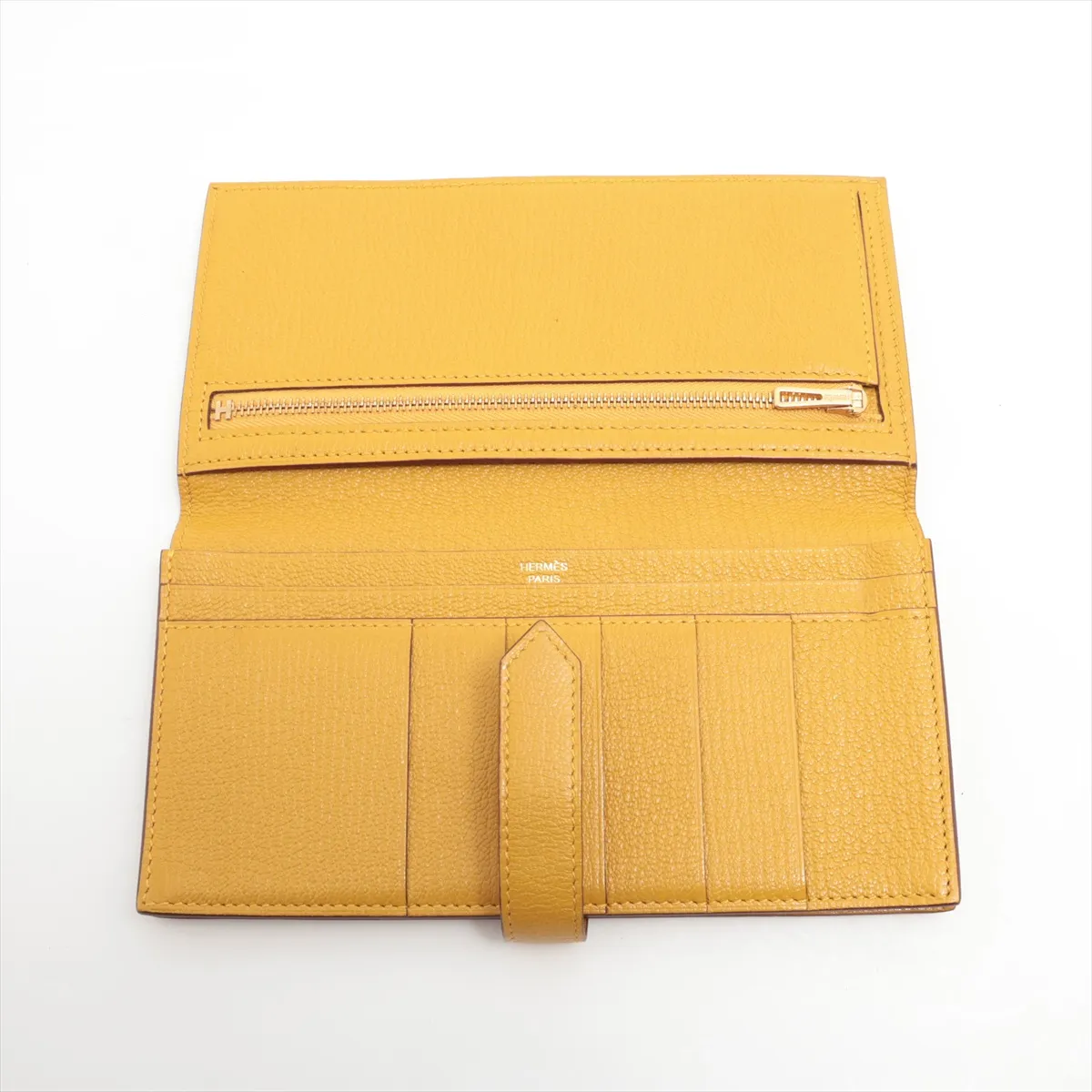 Hermès Bearn Soufflé Monochrome Chevre Mysore Long Wallet Yellow C:2018 — view 3