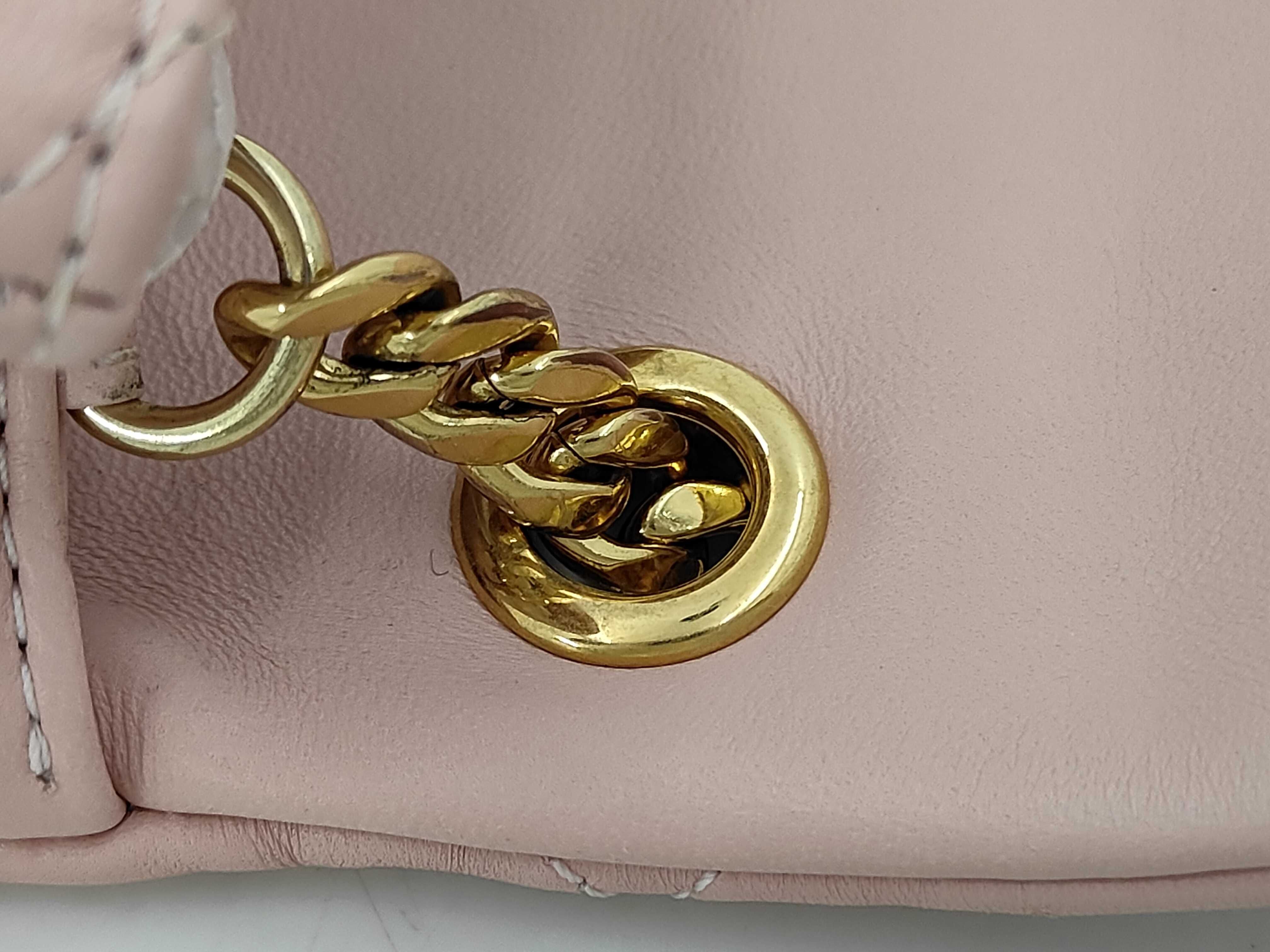 Lambskin Matelassé Mini Flap Chain Shoulder Bag with IC Plate, Pink Shoulder Bag — view 5