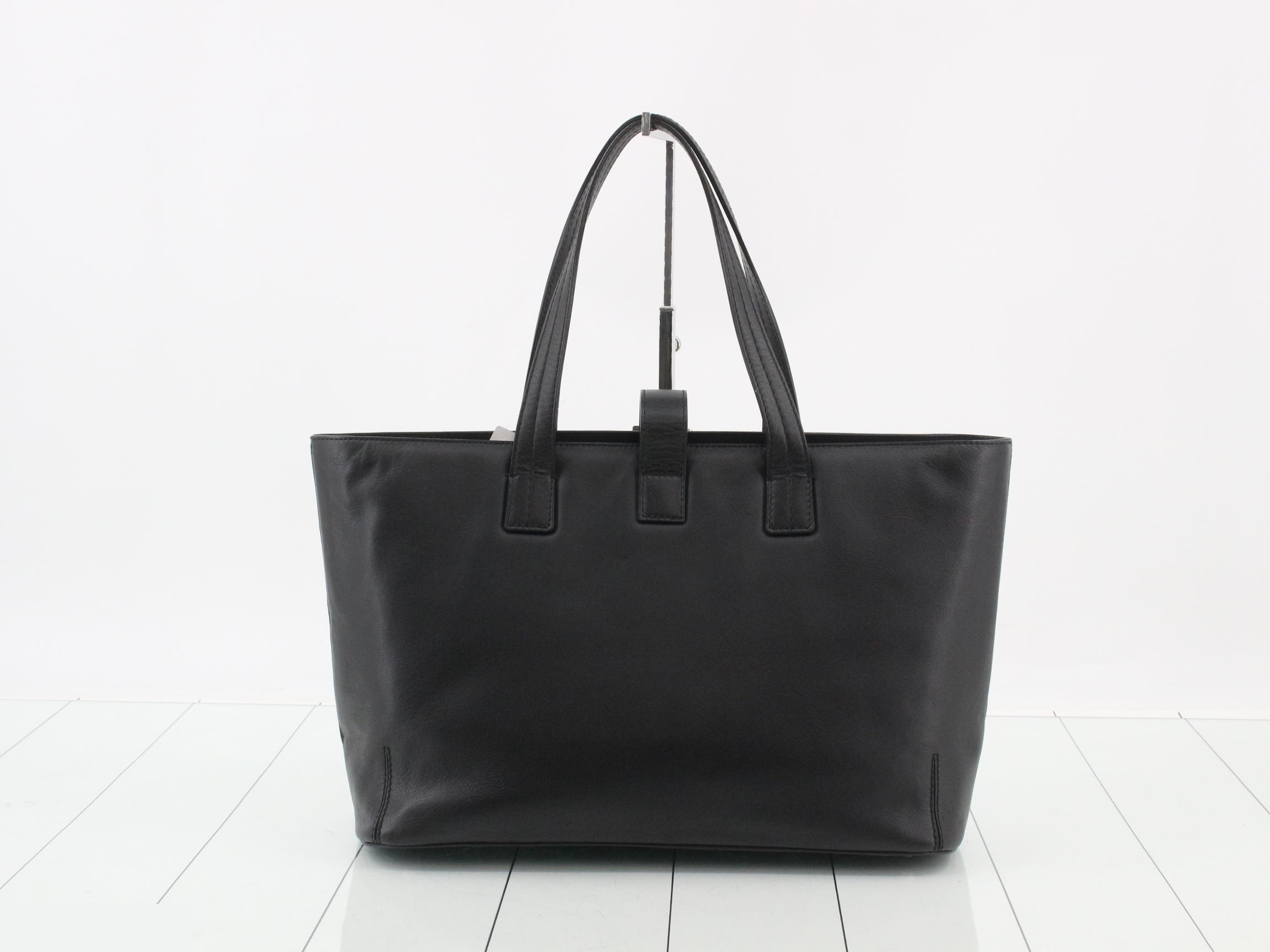 leather tote bag, black — view 2