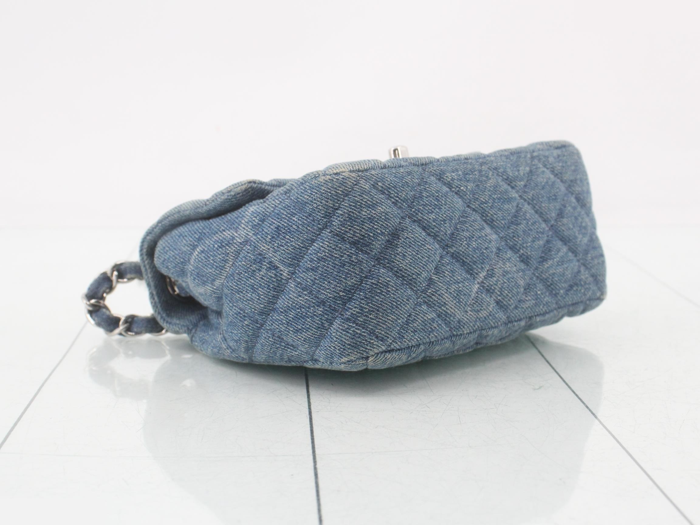 Matelassé denim chain shoulder bag — view 5