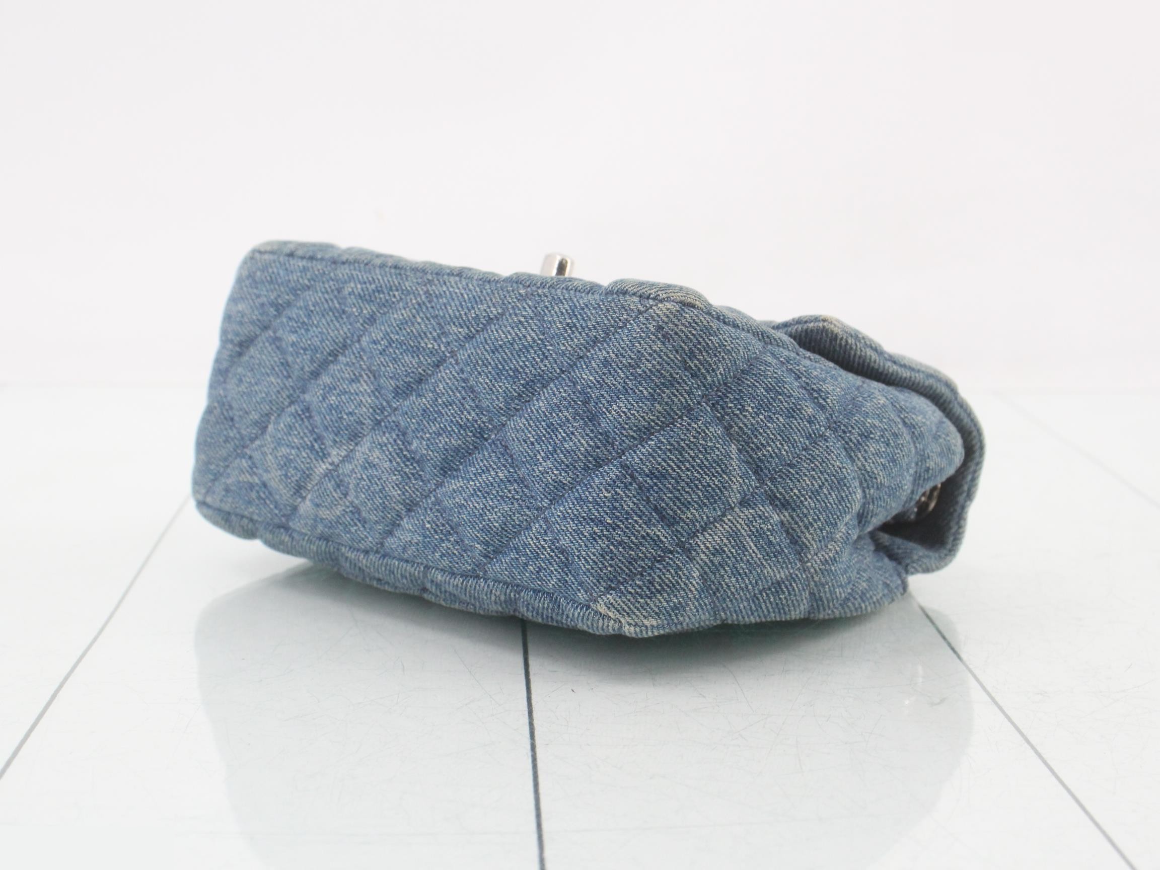 Matelassé denim chain shoulder bag — view 6
