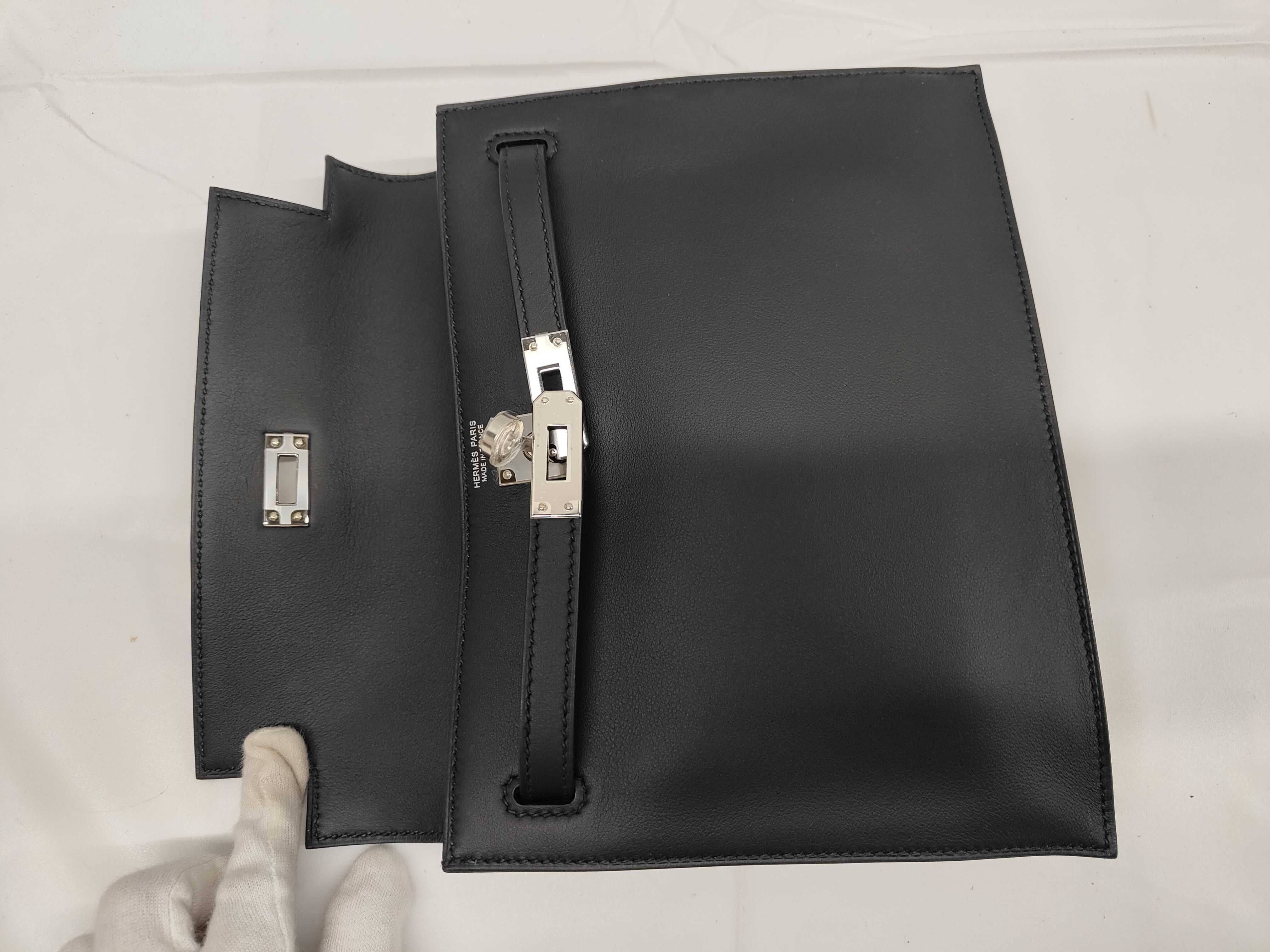 Kelly Dance II Shoulder Bag, Veau Swift Leather, Black, Silver Hardware, Gold Stamp — view 6