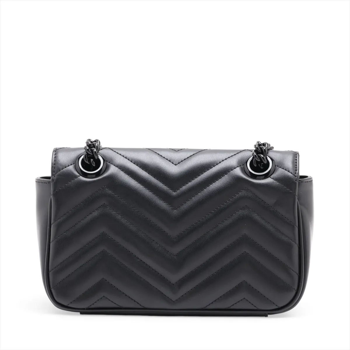 GG Marmont Leather Chain Shoulder Bag, Black, 446744 — view 2