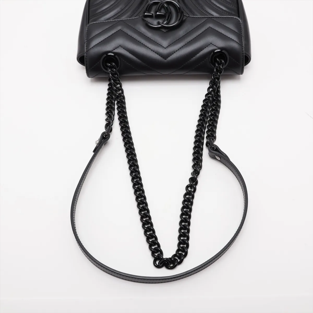 GG Marmont Leather Chain Shoulder Bag, Black, 446744 — view 5