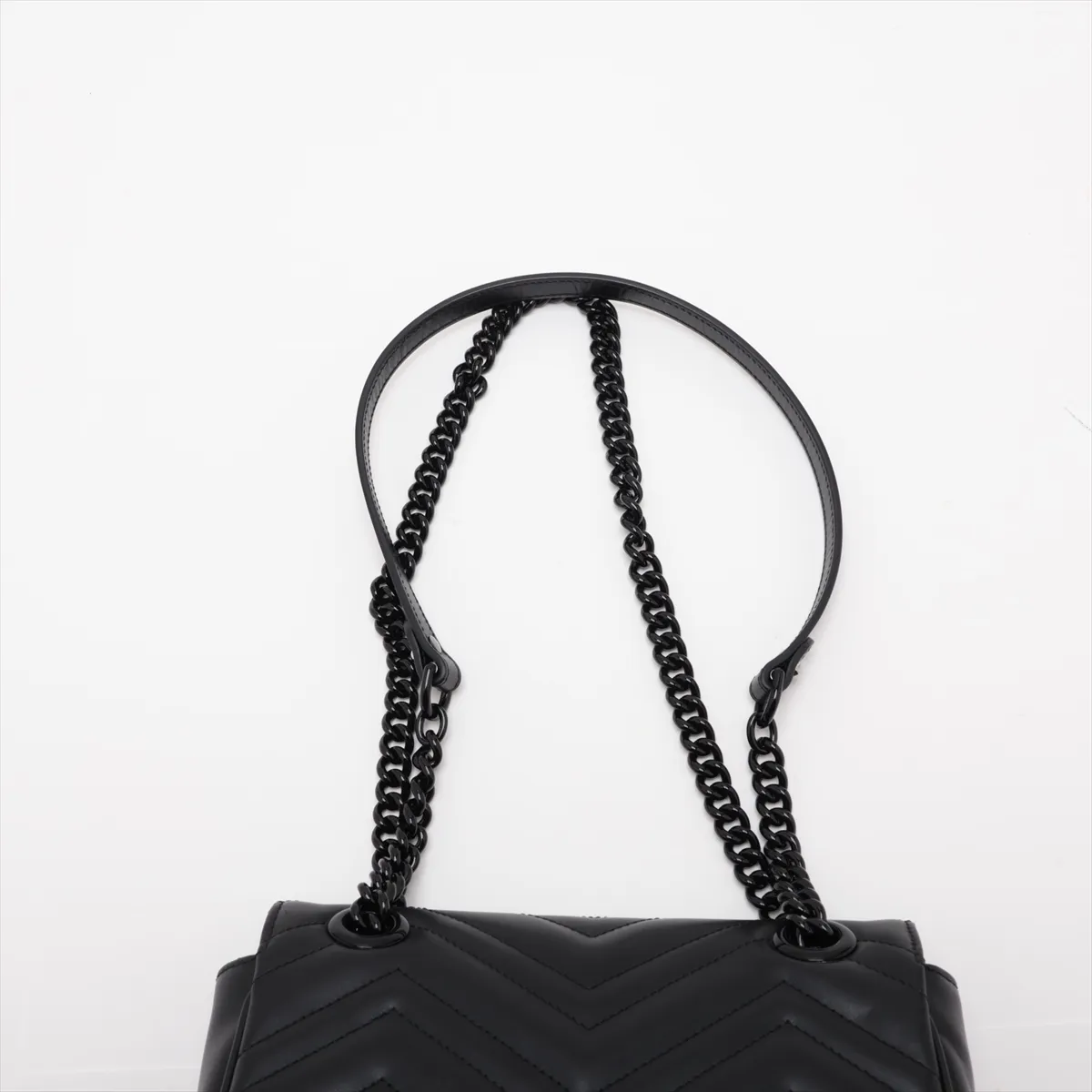 GG Marmont Leather Chain Shoulder Bag, Black, 446744 — view 6
