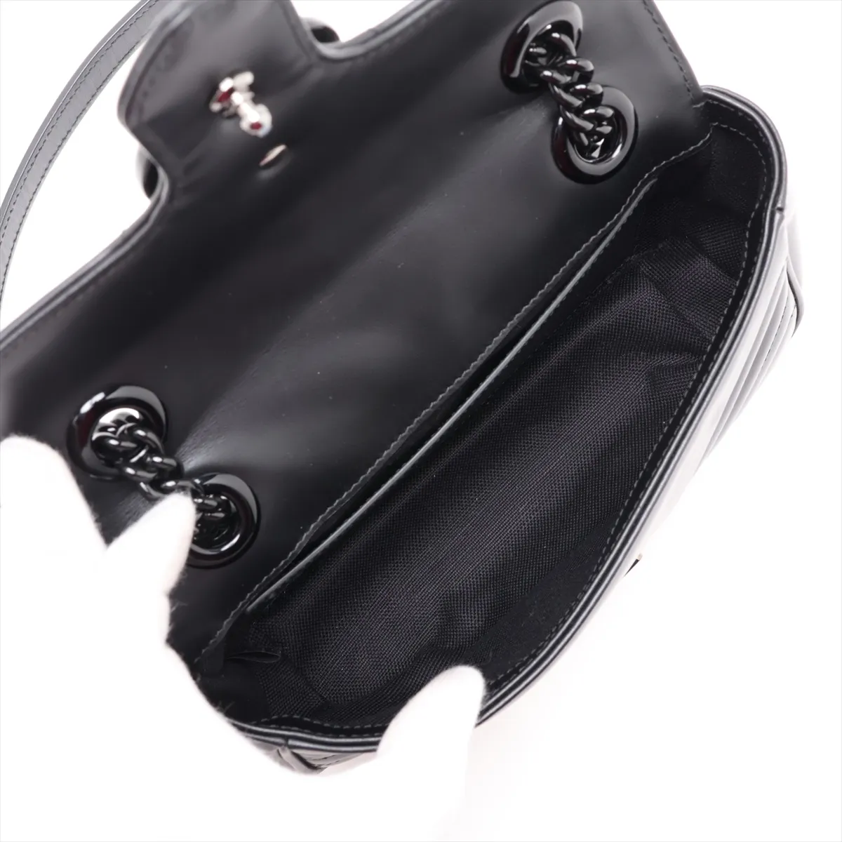 GG Marmont Leather Chain Shoulder Bag, Black, 446744 — view 7