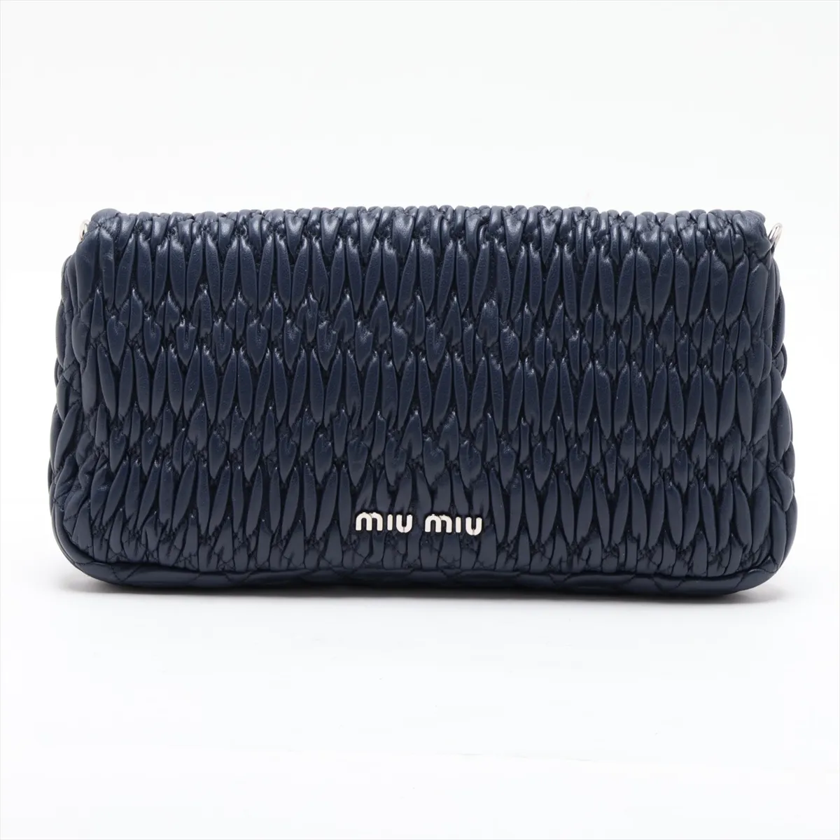 Matelassé Nappa Crystal Leather 2-Way Shoulder Bag, Navy — view 2