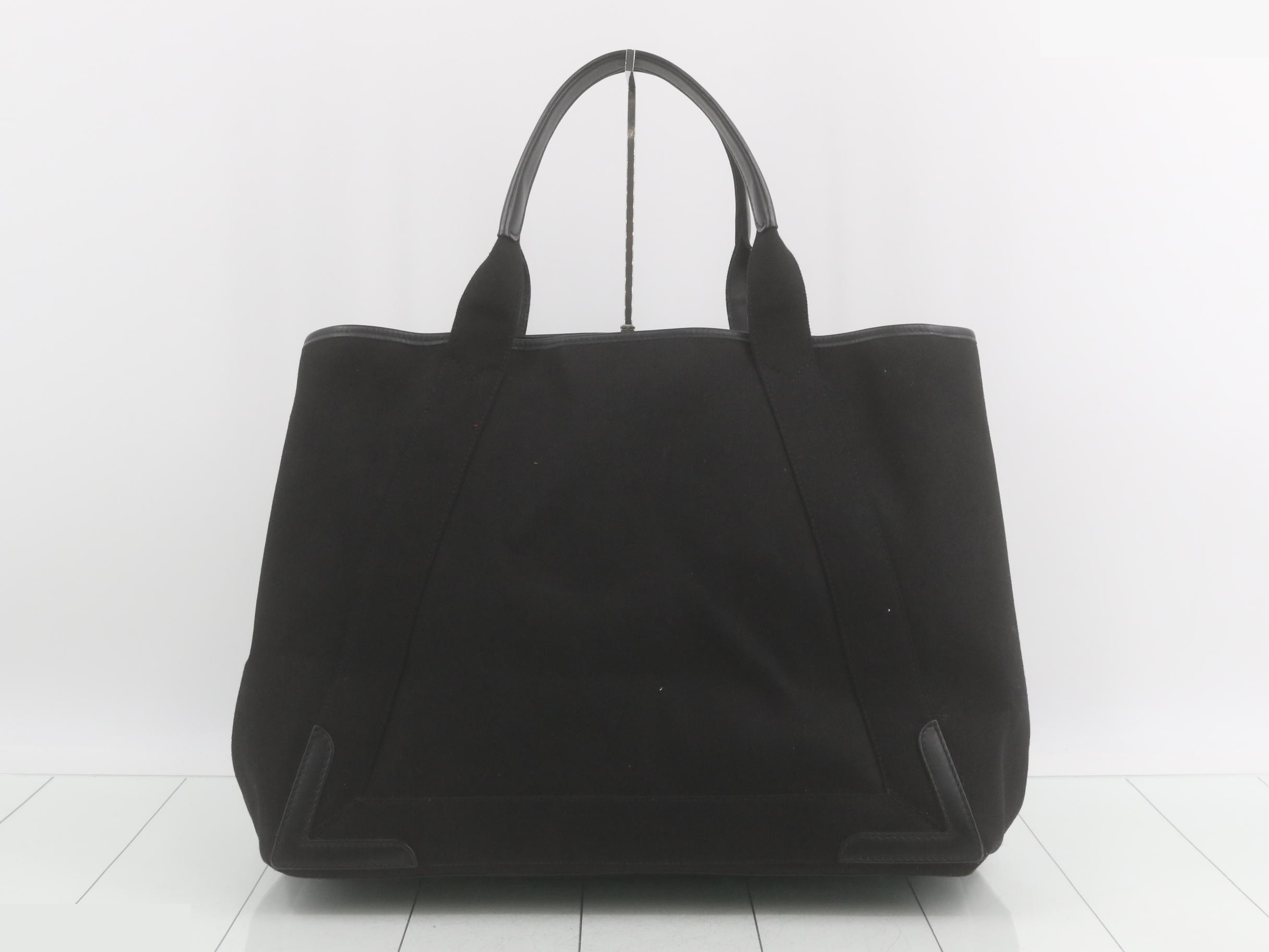 Navy Cabas handbag, canvas/leather, black — view 2