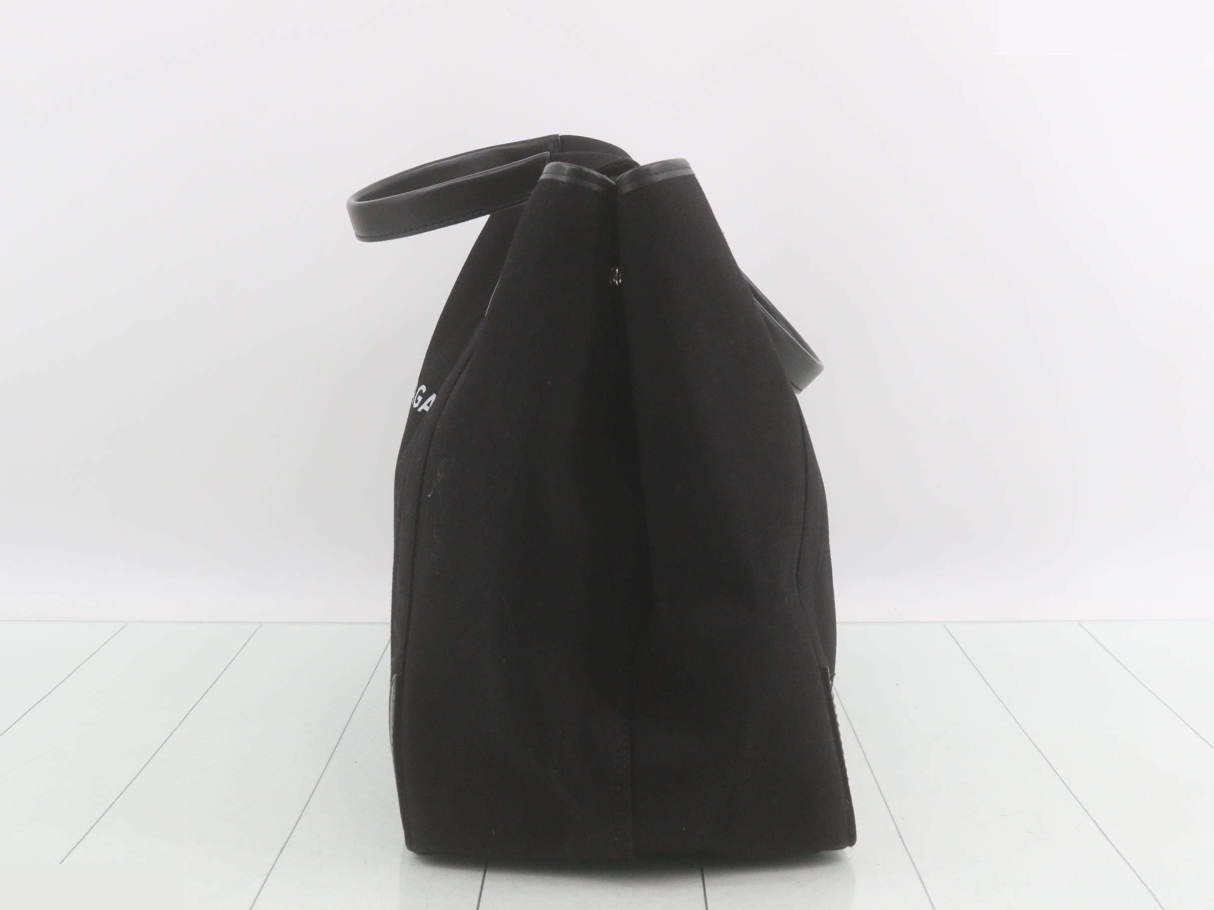 Navy Cabas handbag, canvas/leather, black — view 3
