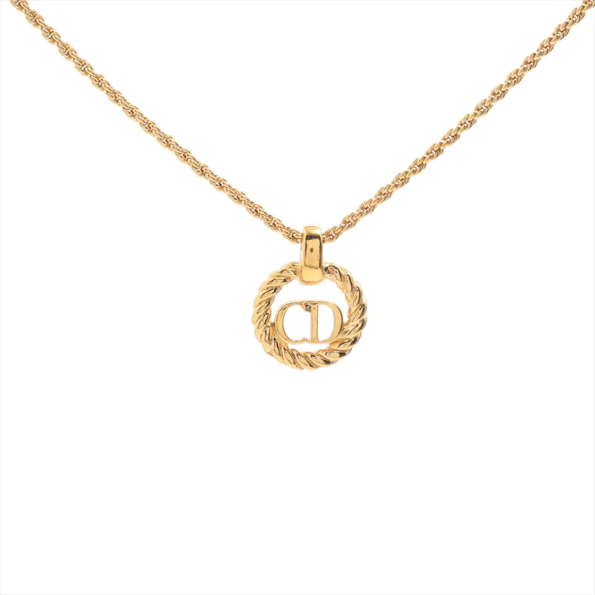 CD logo necklace, GP gold,