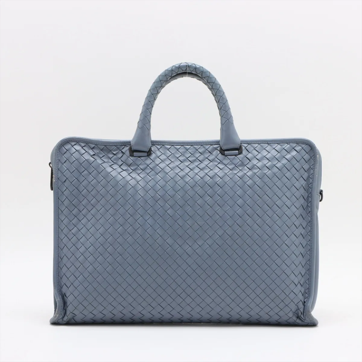 Intrecciato Leather Business Bag Blue — view 2