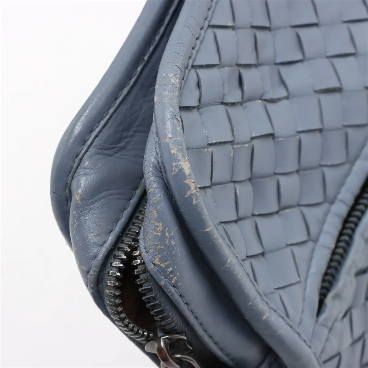 Intrecciato Leather Business Bag Blue — view 14