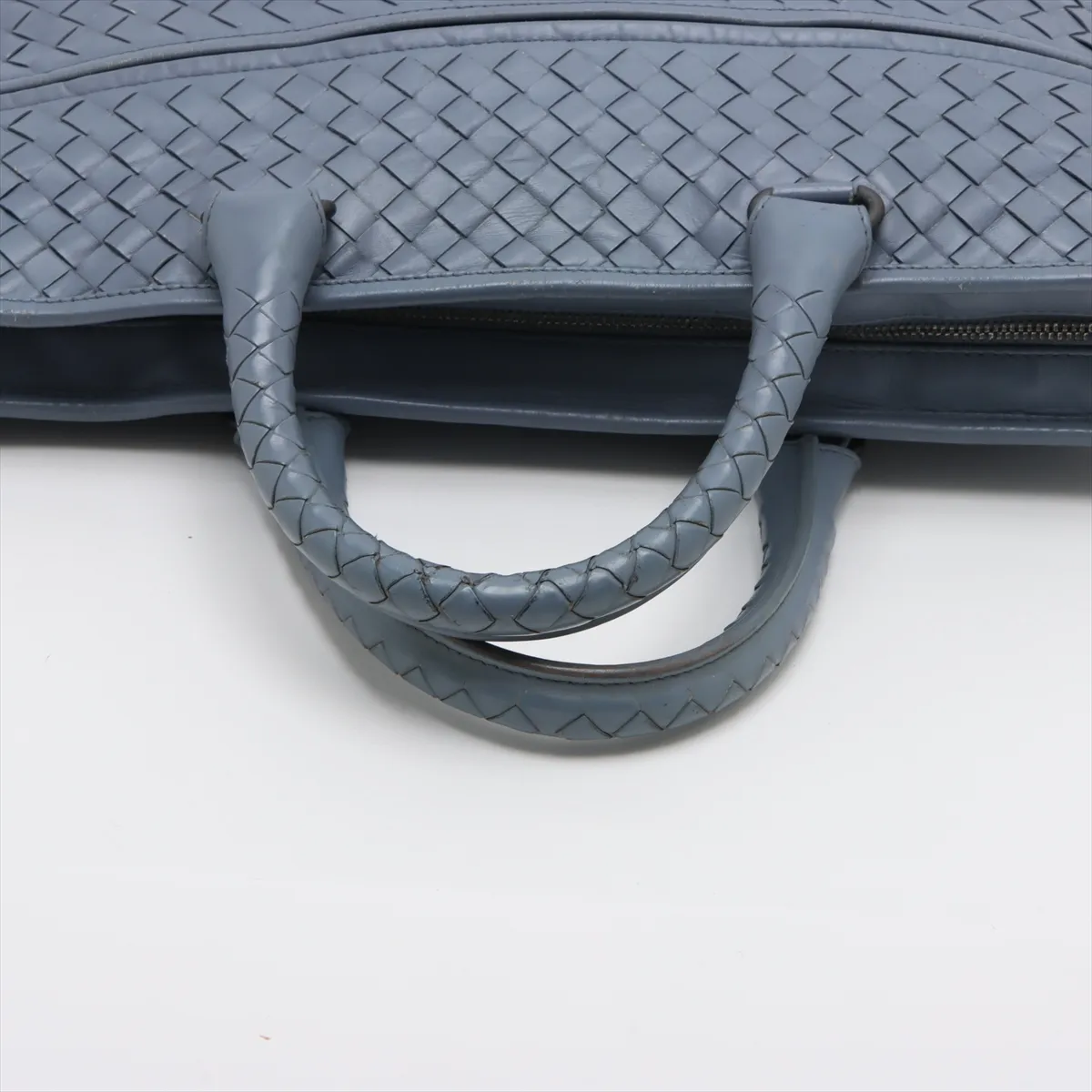 Intrecciato Leather Business Bag Blue — view 5