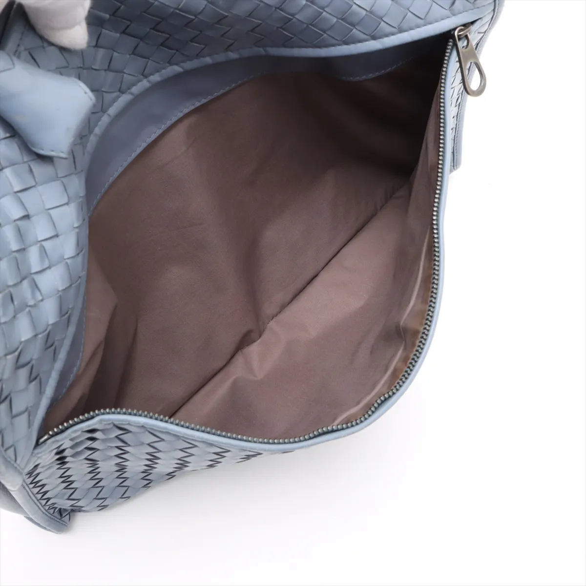 Intrecciato Leather Business Bag Blue — view 8