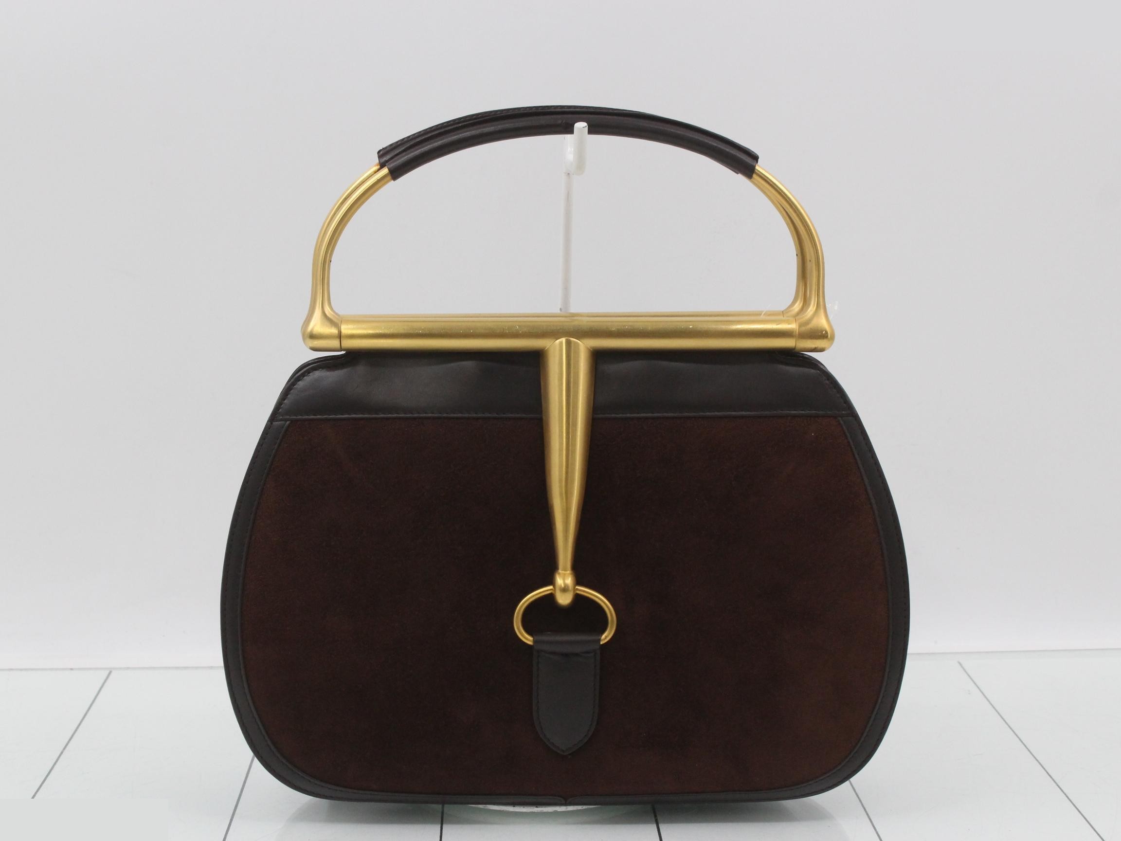 Horsebit Handbag 000-406 Suede x Leather Brown — view 2