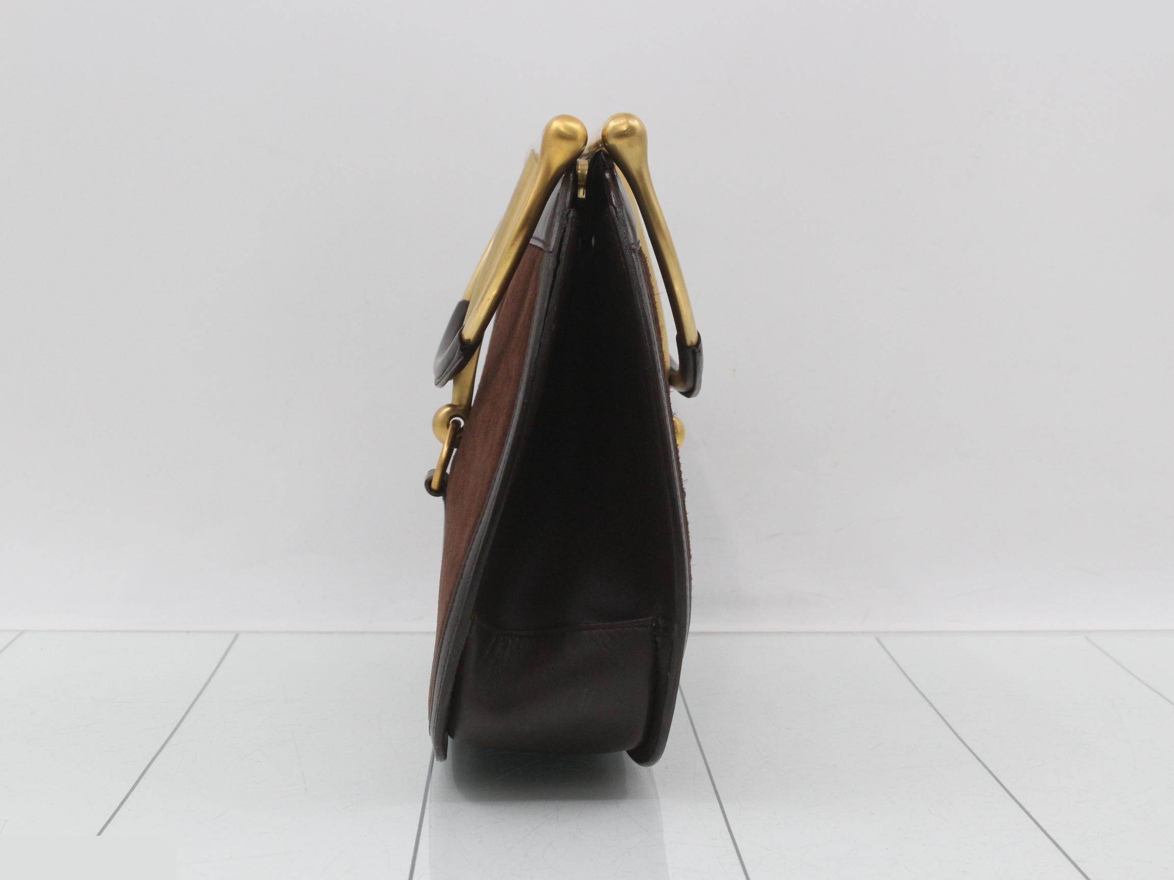 Horsebit Handbag 000-406 Suede x Leather Brown — view 3