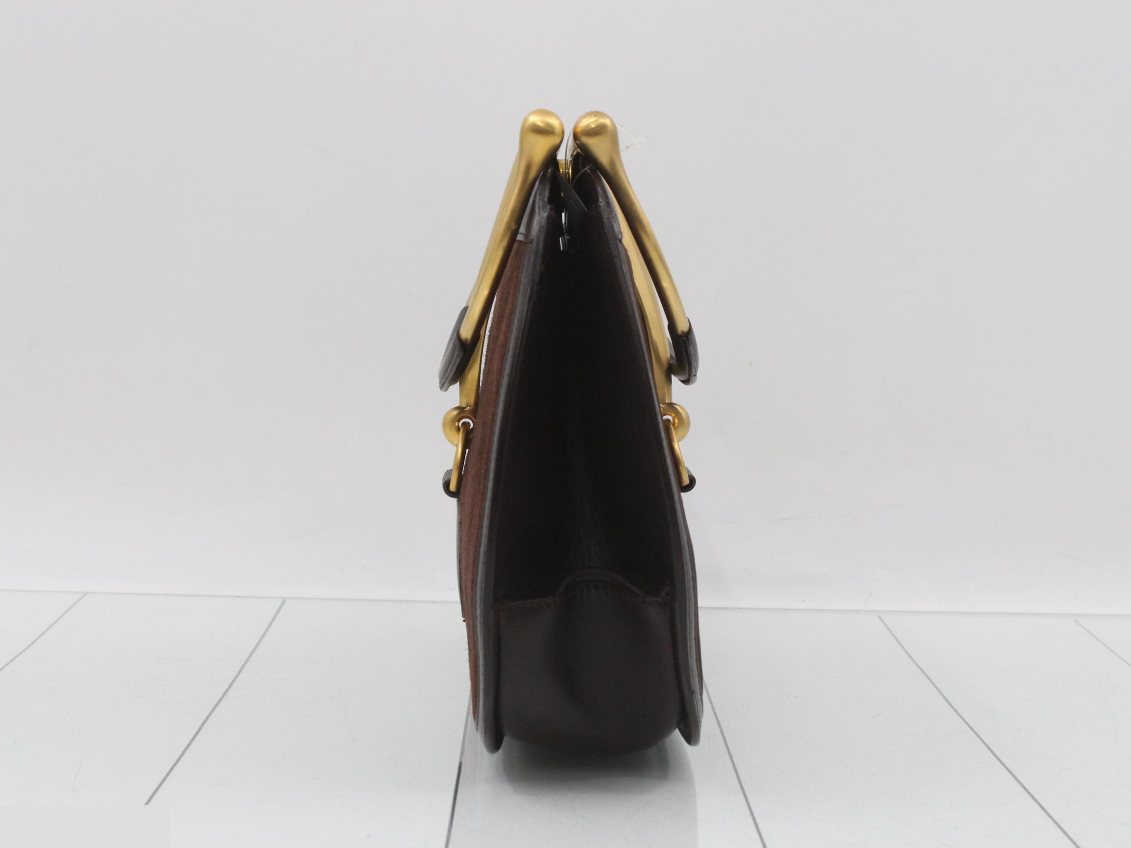Horsebit Handbag 000-406 Suede x Leather Brown — view 4
