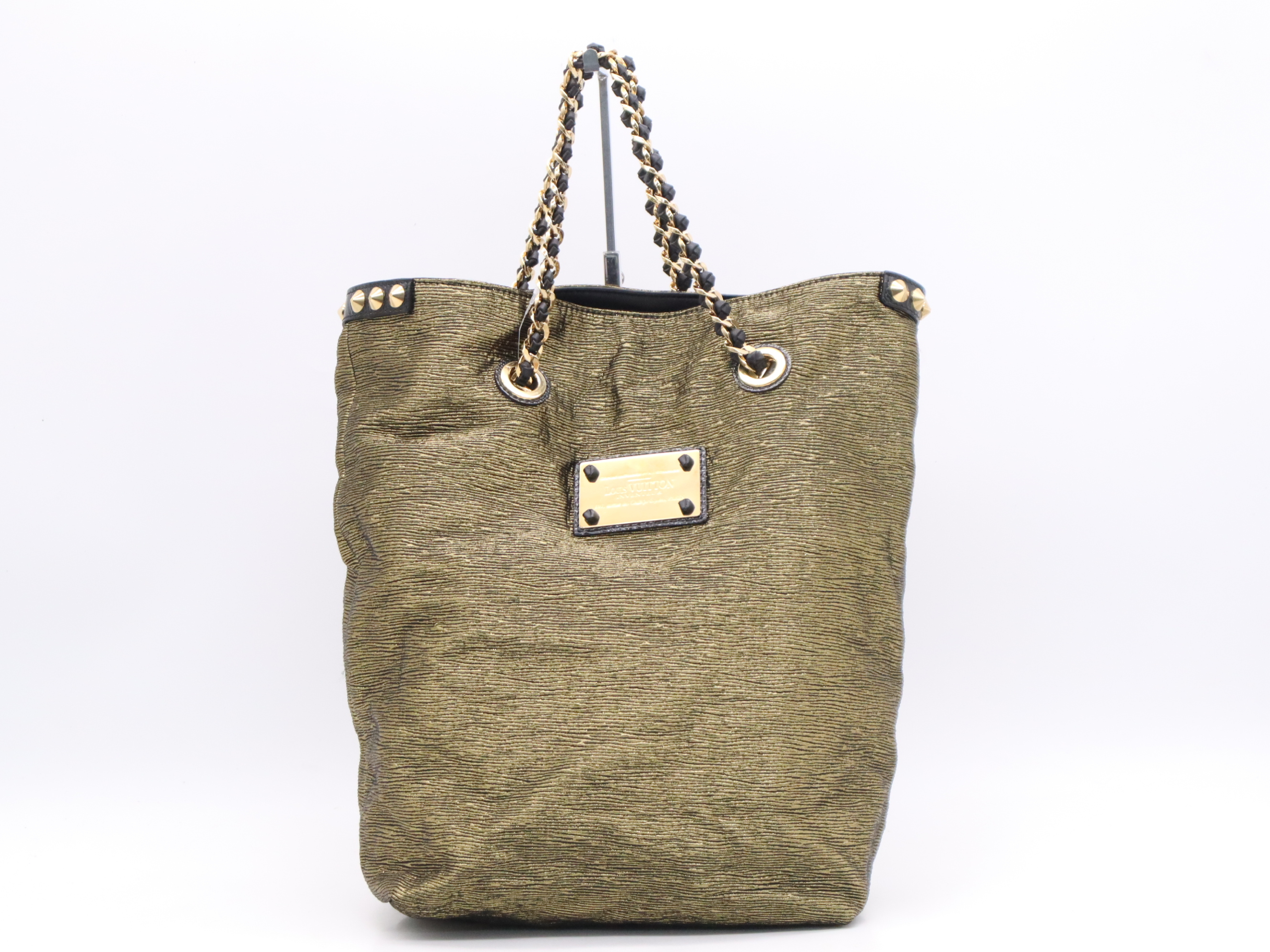 Canvas Collection Line M40286 Attached Tote Bag Gold Black Tote Bag