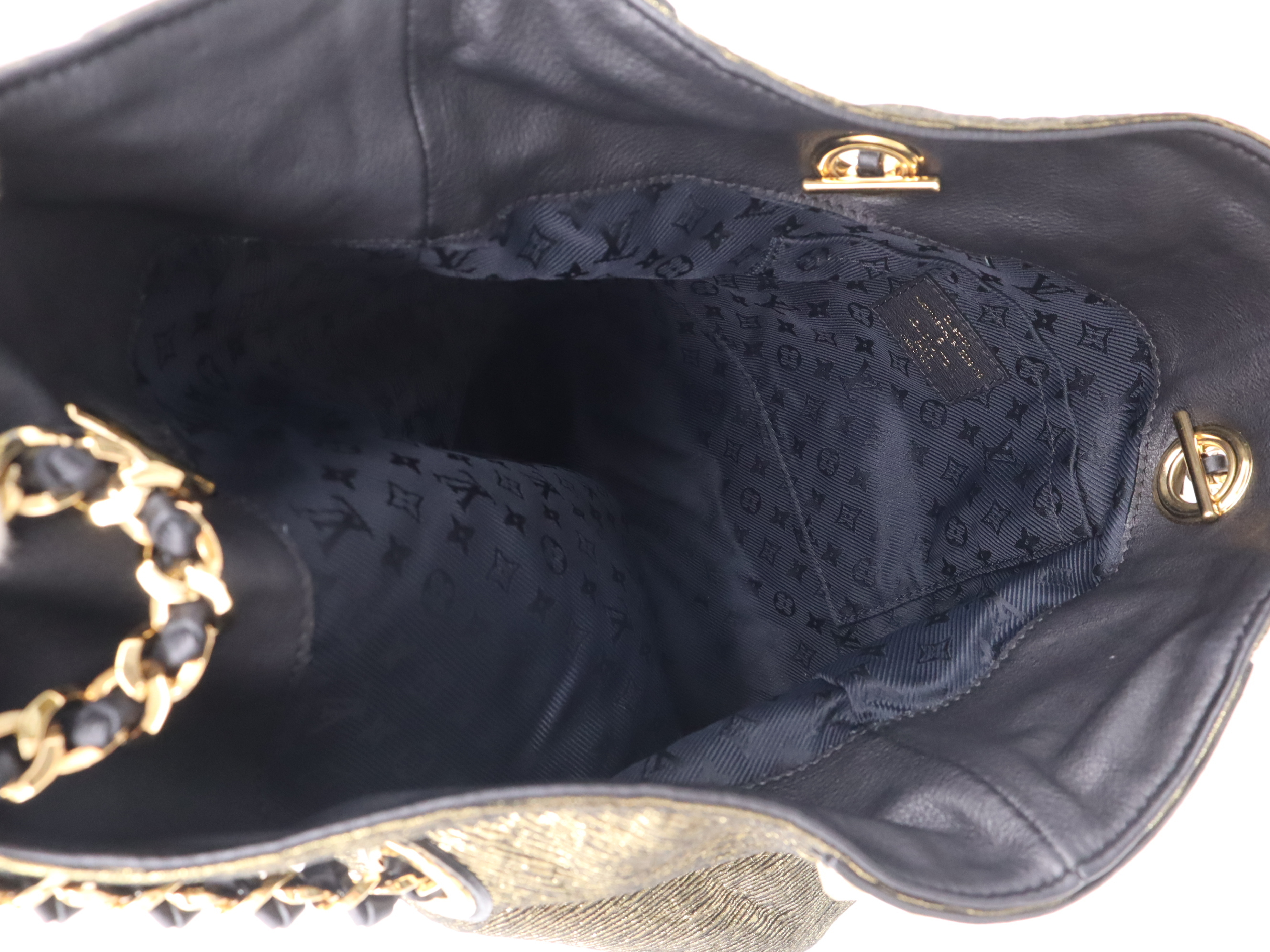 Canvas Collection Line M40286 Attached Tote Bag Gold Black Tote Bag — view 10