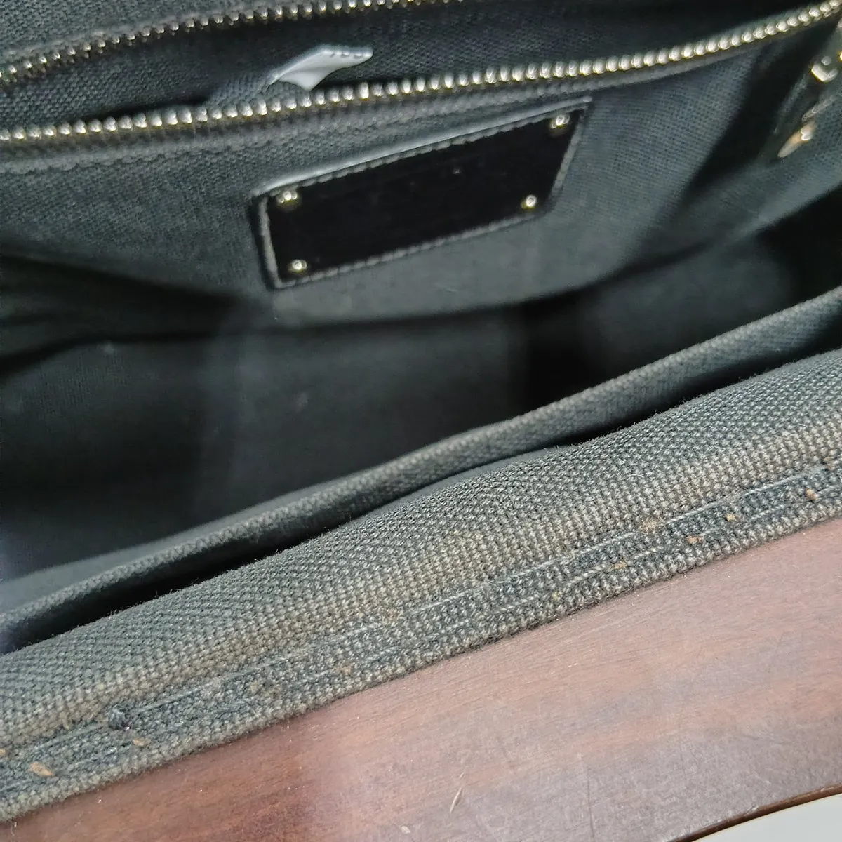 Canapa Canvas x Wood 2-Way Handbag, Black — view 14