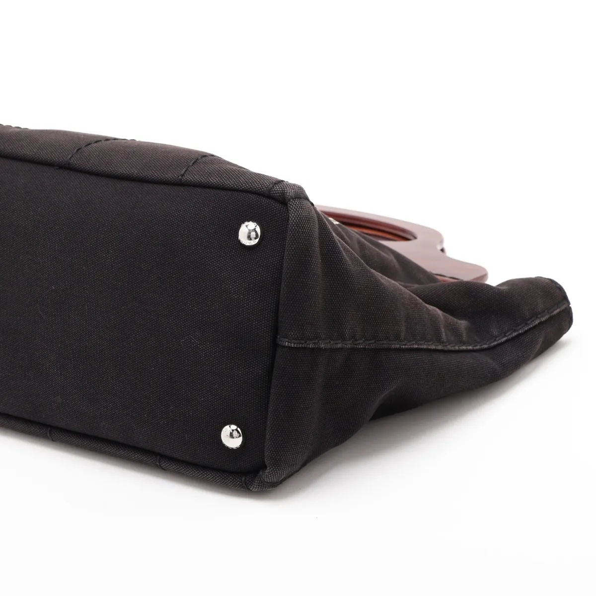 Canapa Canvas x Wood 2-Way Handbag, Black — view 3