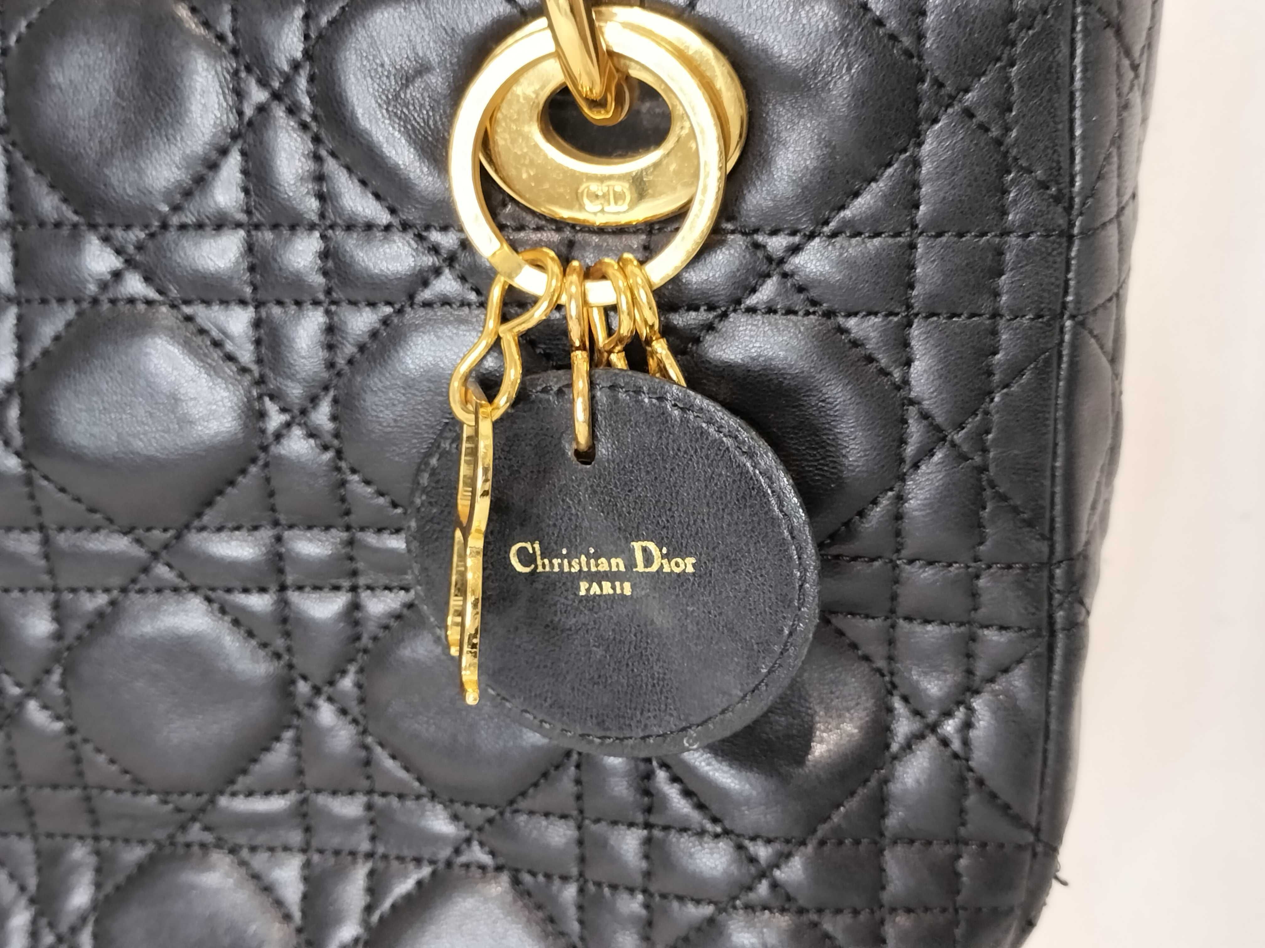 Lady Dior Christian Lady Cannage Medium Leather 2-Way Handbag Black Handbag — view 2