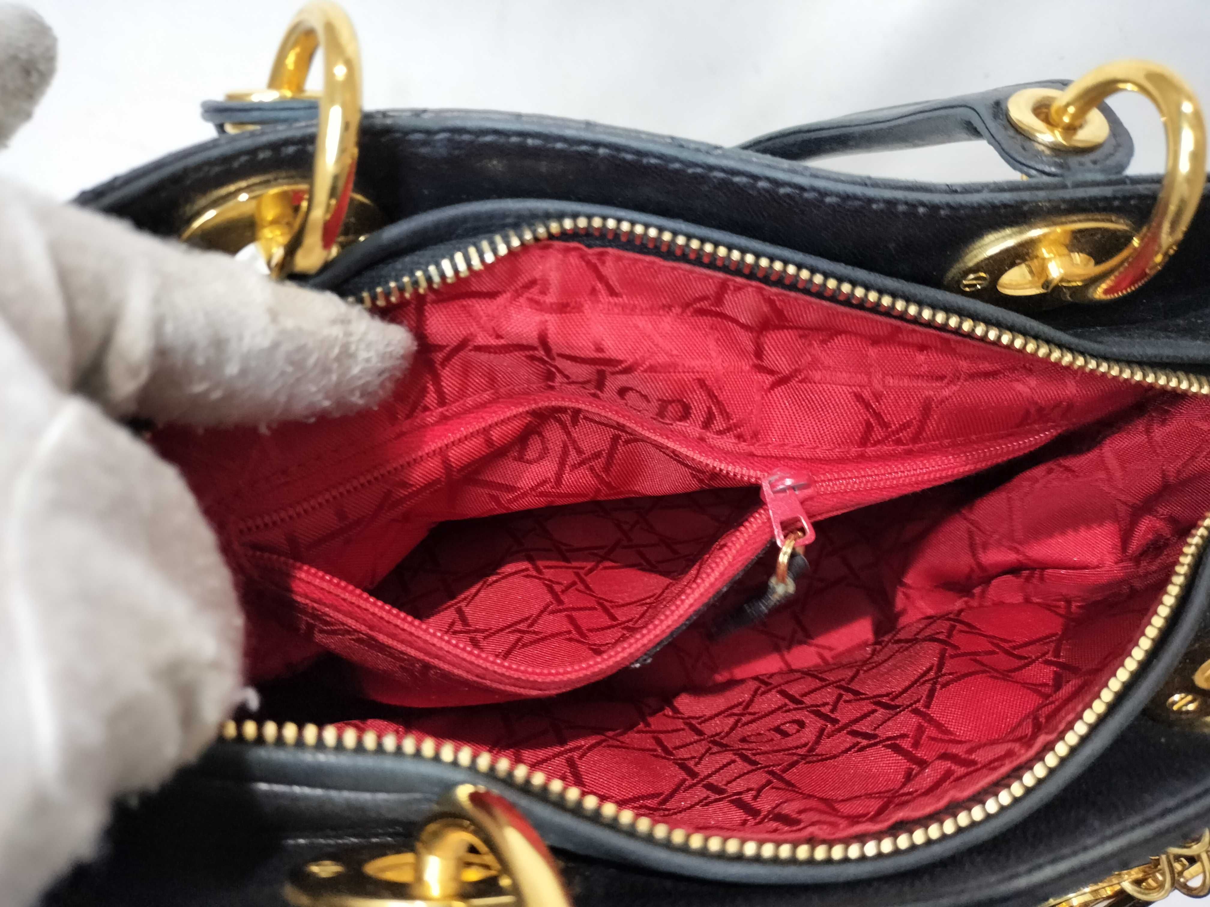 Lady Dior Christian Lady Cannage Medium Leather 2-Way Handbag Black Handbag — view 11