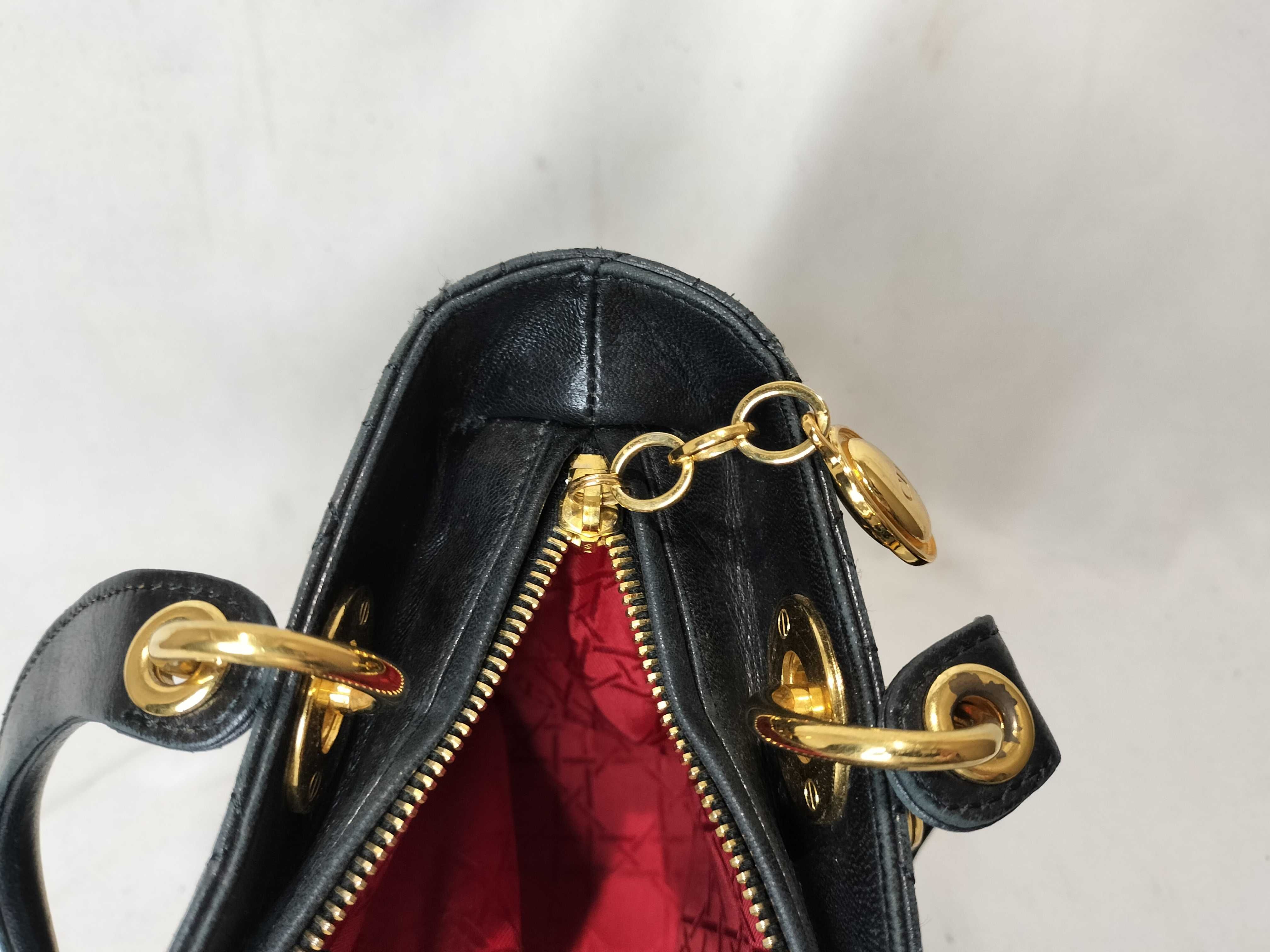 Lady Dior Christian Lady Cannage Medium Leather 2-Way Handbag Black Handbag — view 13